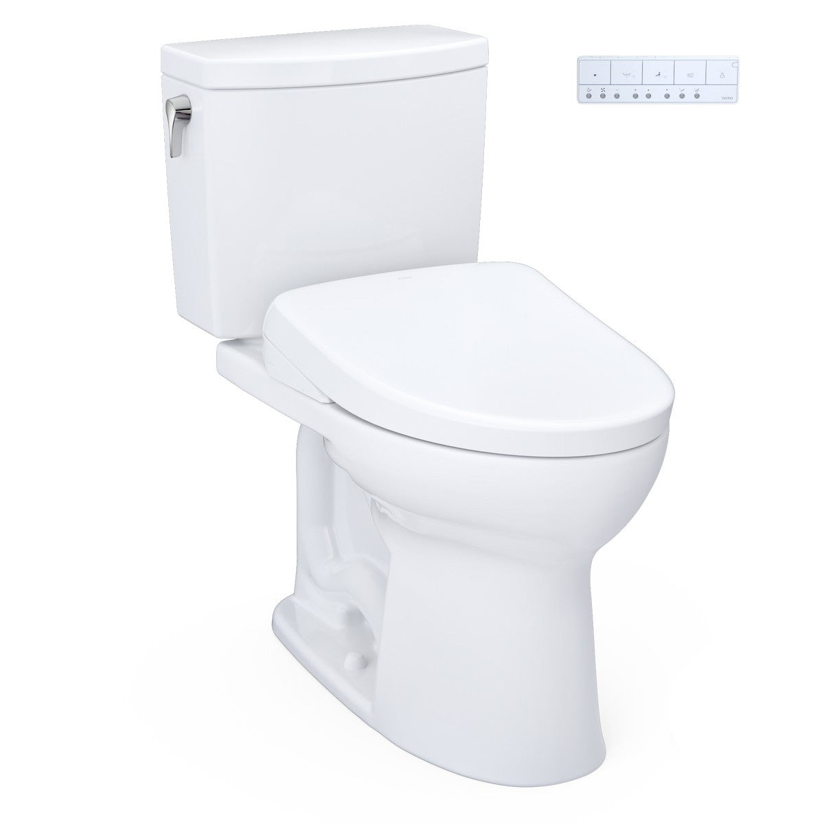 TOTO WASHLET+ elongated two-piece toilet with cotton white bidet seat