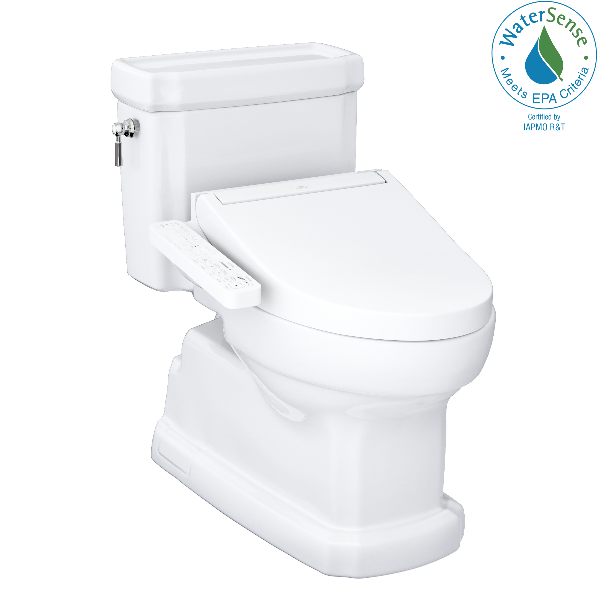 TOTO WASHLET+ Eco Guinevere Elongated 1.28 GPF Universal Height Toilet with C2 Bidet Seat, Cotton White - MW9743074CEFG#01