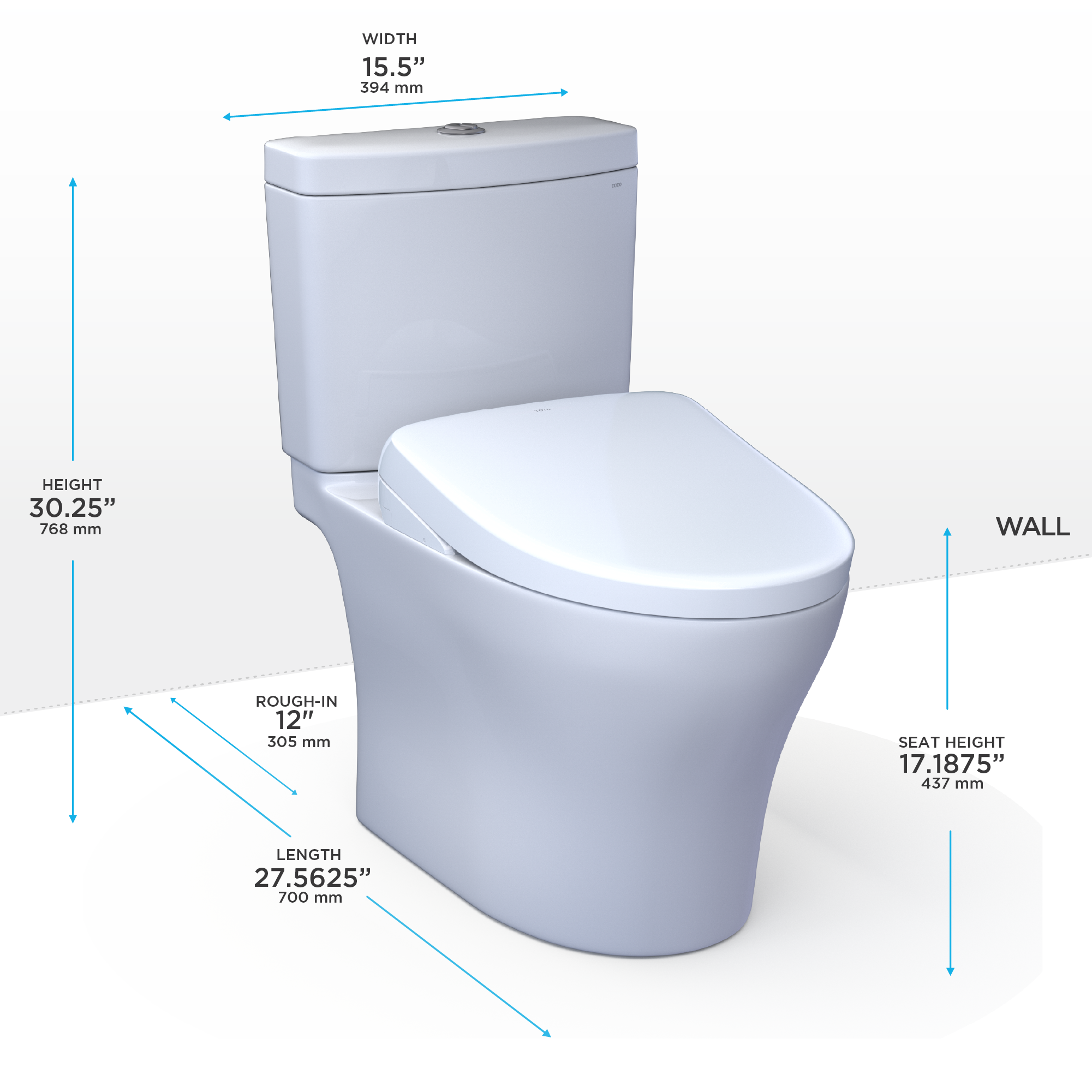 TOTO WASHLET+ Aquia IV Two-Piece Elongated Dual Flush 1.28 and 0.9 GPF Toilet with S7 Contemporary Bidet Seat, Cotton White - MW4464726CEMFGN#01, MW4464726CEMFGNA#01