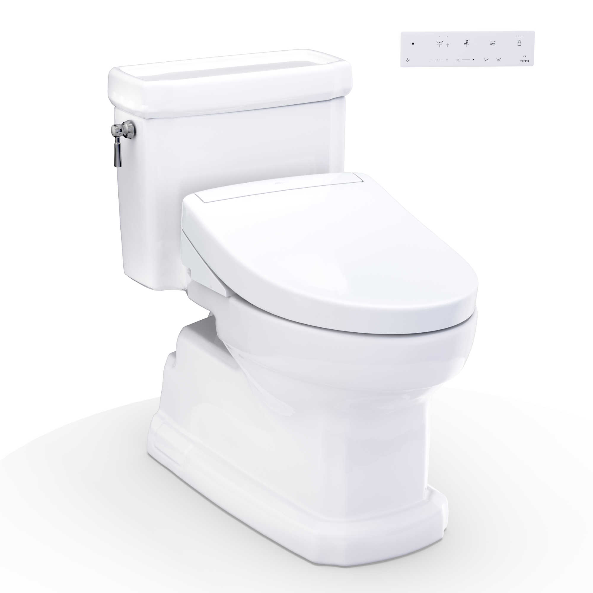 TOTO WASHLET+ Eco Guinevere Elongated 1.28 GPF Universal Height Toilet with S5 Bidet Seat, Cotton White - MW9743446CEFG#01