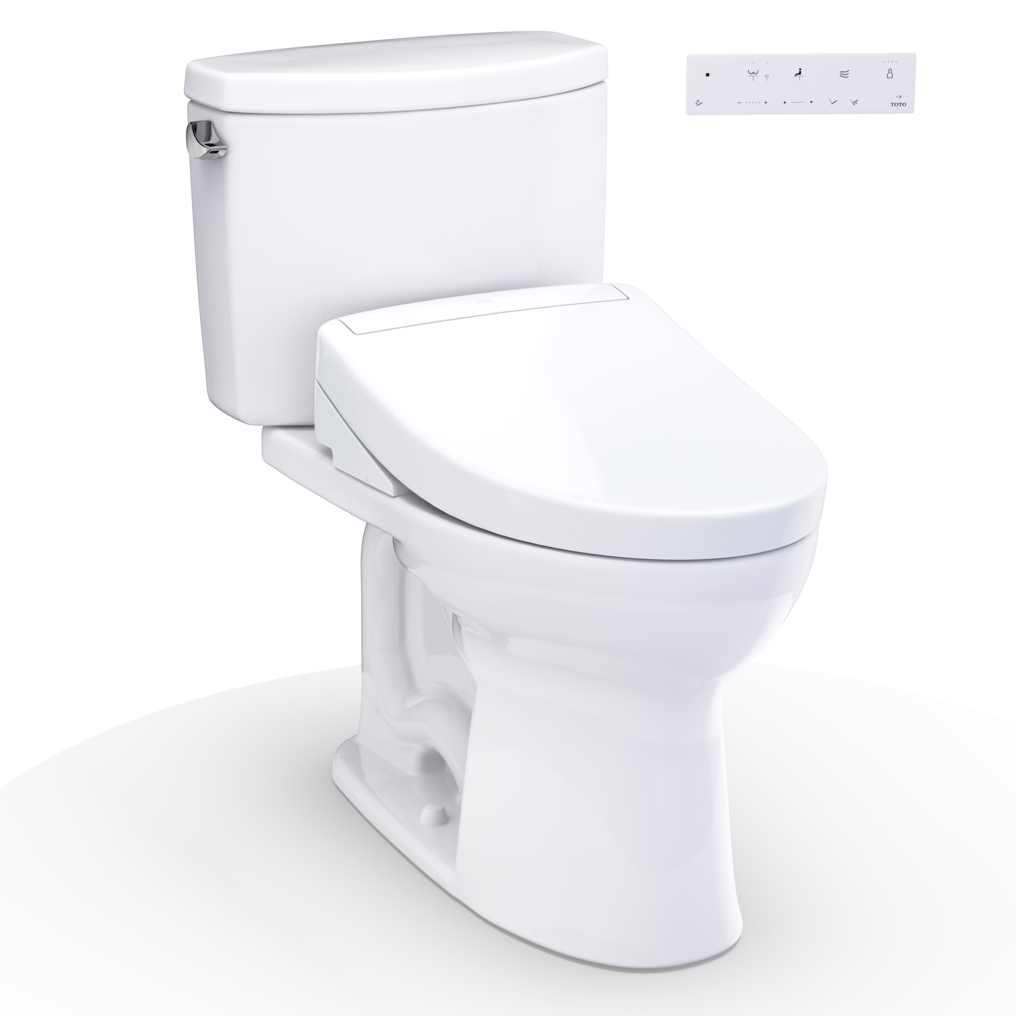 TOTO WASHLET+ Drake II Two-Piece Elongated 1.28 GPF Toilet and WASHLET+ S5 Bidet Seat, Cotton White - MW4543446CEFG#01