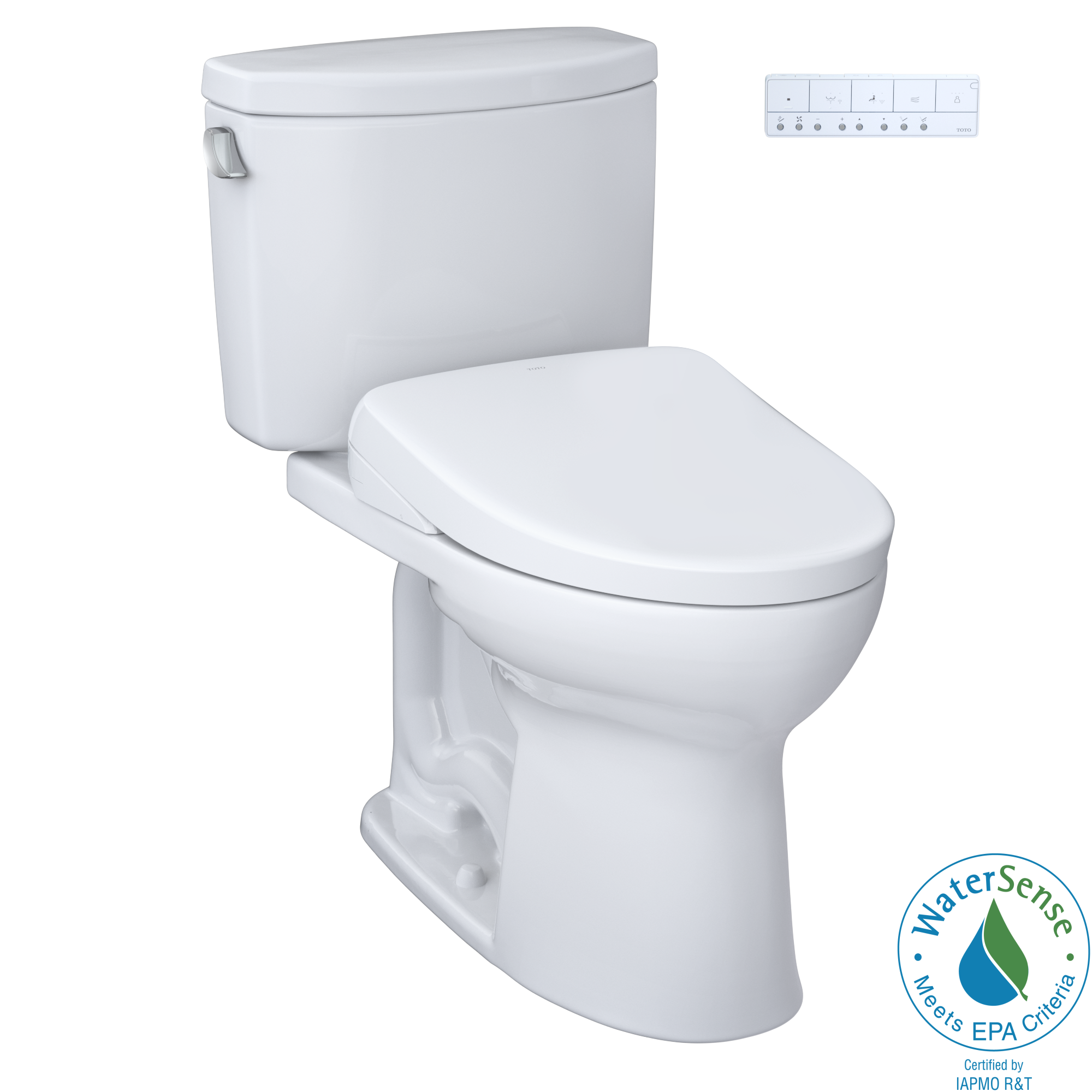 TOTO WASHLET+ Drake II Two-Piece Elongated 1.28 GPF Toilet and WASHLET+ S7A Contemporary Bidet Seat, Cotton White - MW4544736CEFG#01, MW4544736CEFGA#01