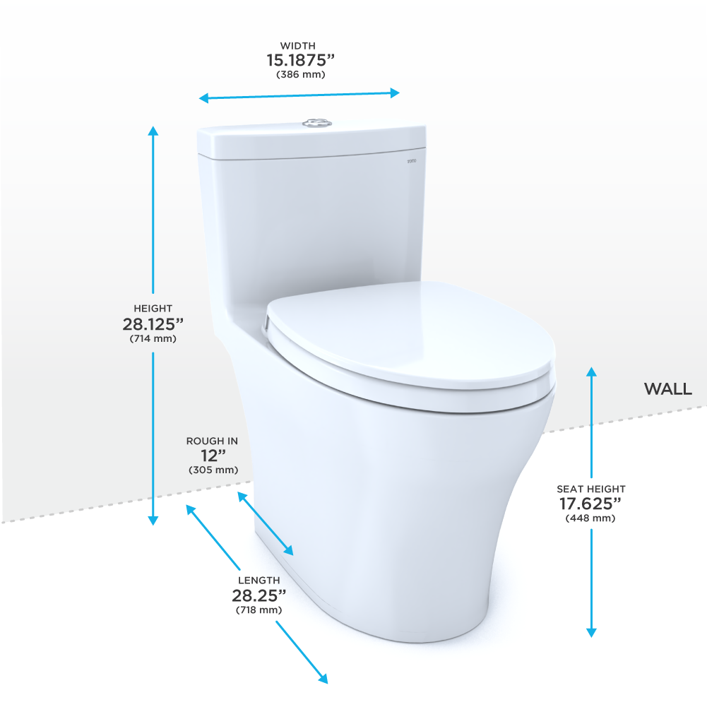 TOTO Aquia IV MS646124CEMFGN#01 0.9 / 1.28 GPF Dual Flush One Piece Elongated Toilet with Push Button Flush - Seat Included