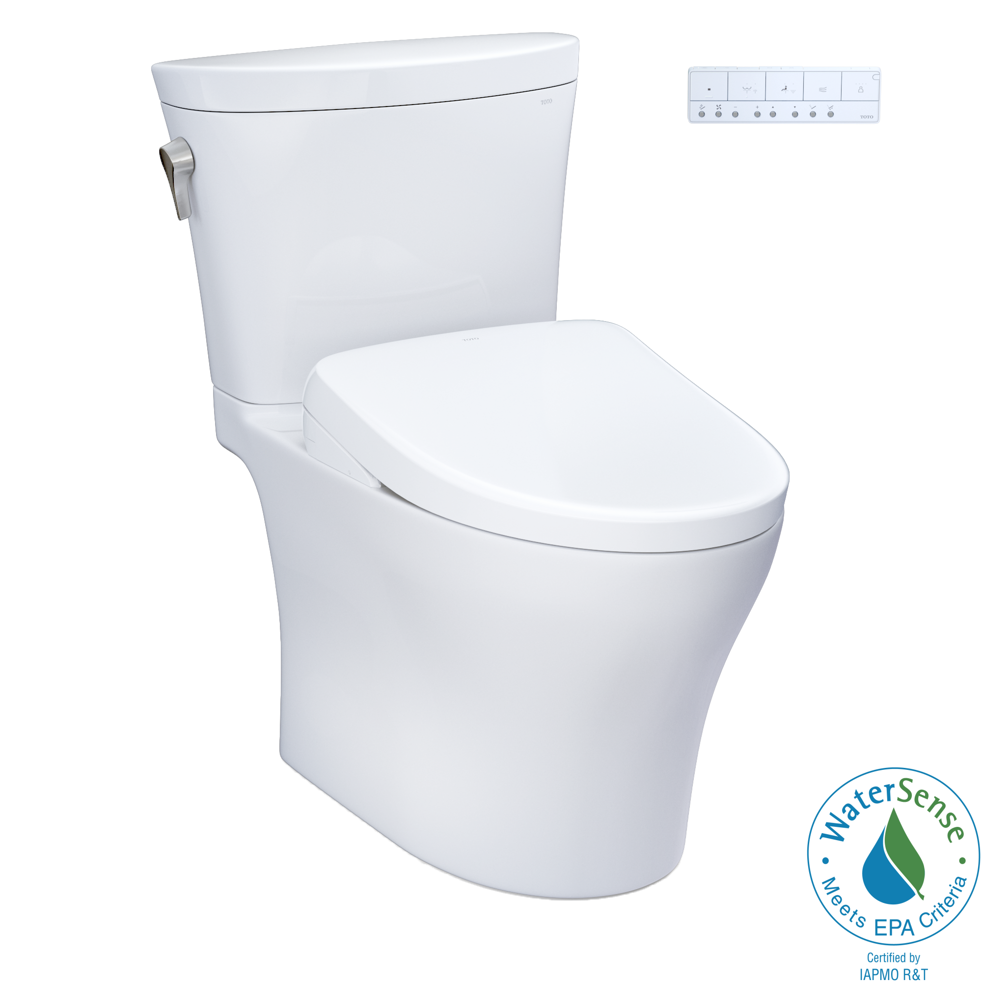 TOTO WASHLET+ Aquia IV Arc Two-Piece Elongated Dual Flush 1.28 and 0.9 GPF  Toilet with S7 Contemporary Bidet Seat, Cotton White - MW4484726CEMFGN#01,  