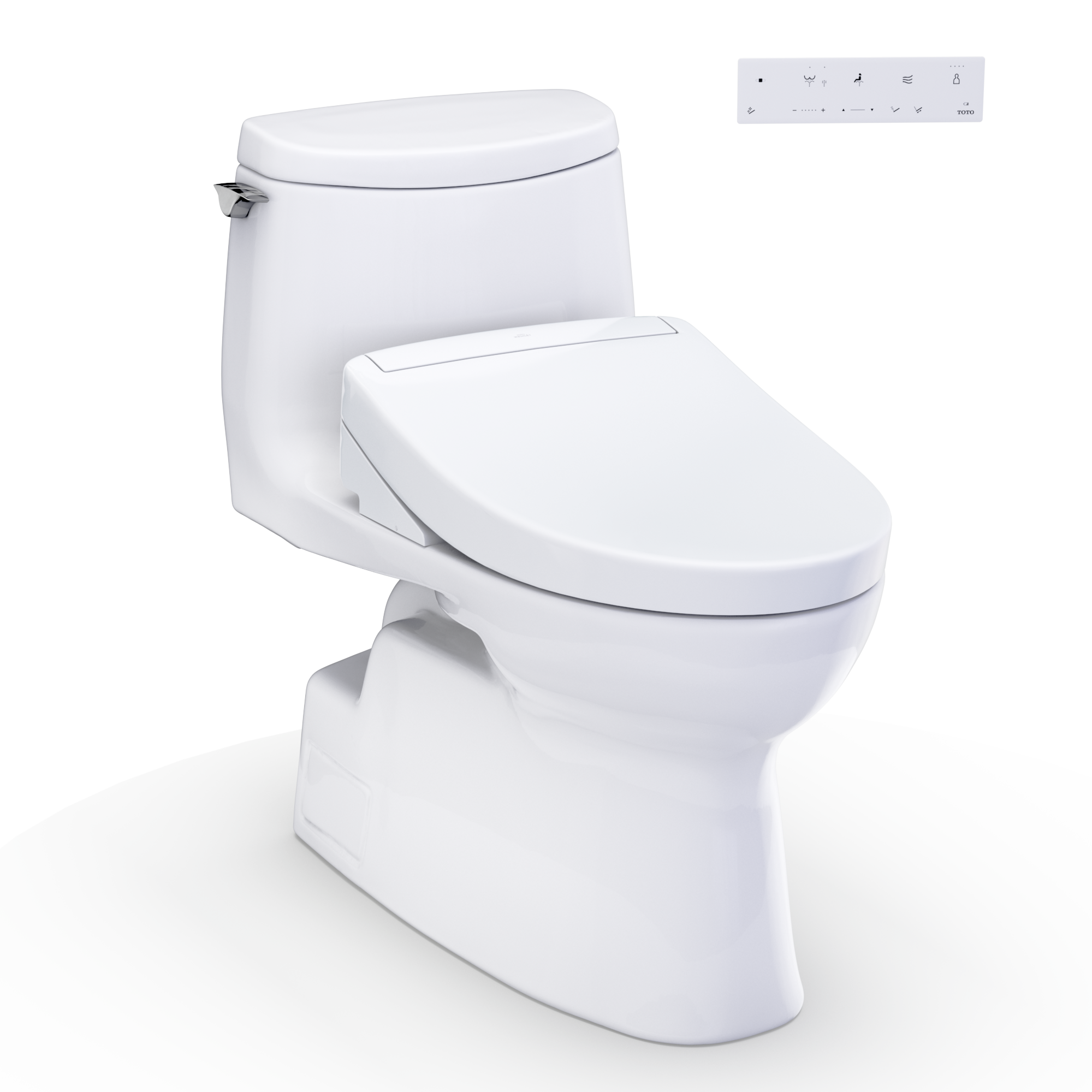 TOTO WASHLET+ Carlyle II 1G One-Piece Elongated 1.0 GPF Toilet and WASHLET+ S5 Bidet Seat, Cotton White - MW6143446CUFG#01