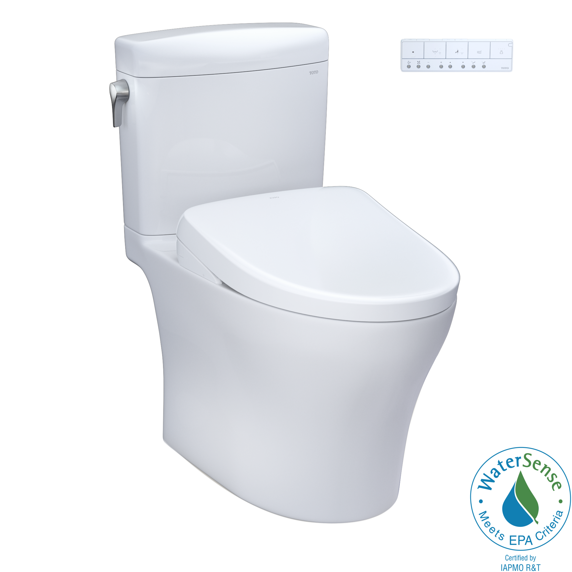 TOTO WASHLET+ Aquia IV Cube Two-Piece Elongated Dual Flush 1.28 and 0.9 GPF Toilet with S7 Contemporary Bidet Seat, Cotton White - MW4364726CEMFGN#01, MW4364726CEMFGNA#01