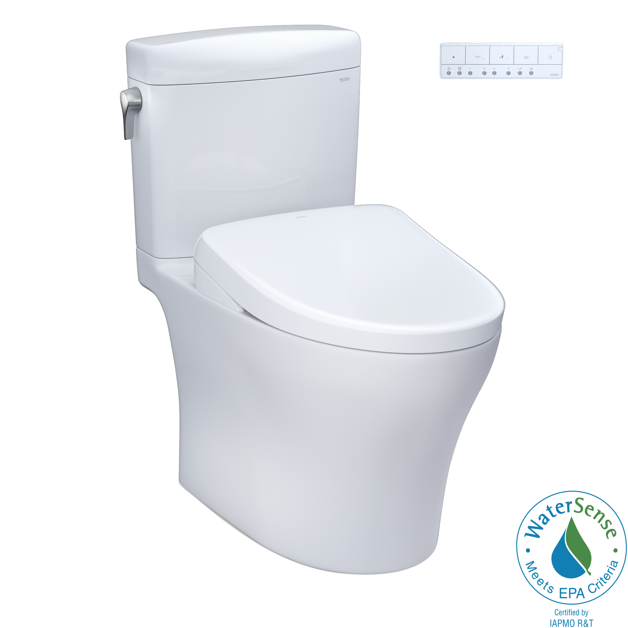 TOTO WASHLET+ Aquia IV Cube Two-Piece Elongated Dual Flush 1.28 and 0.9 GPF Toilet with S7A Contemporary Bidet Seat, Cotton White - MW4364736CEMFGN#01, MW4364736CEMFGNA#01