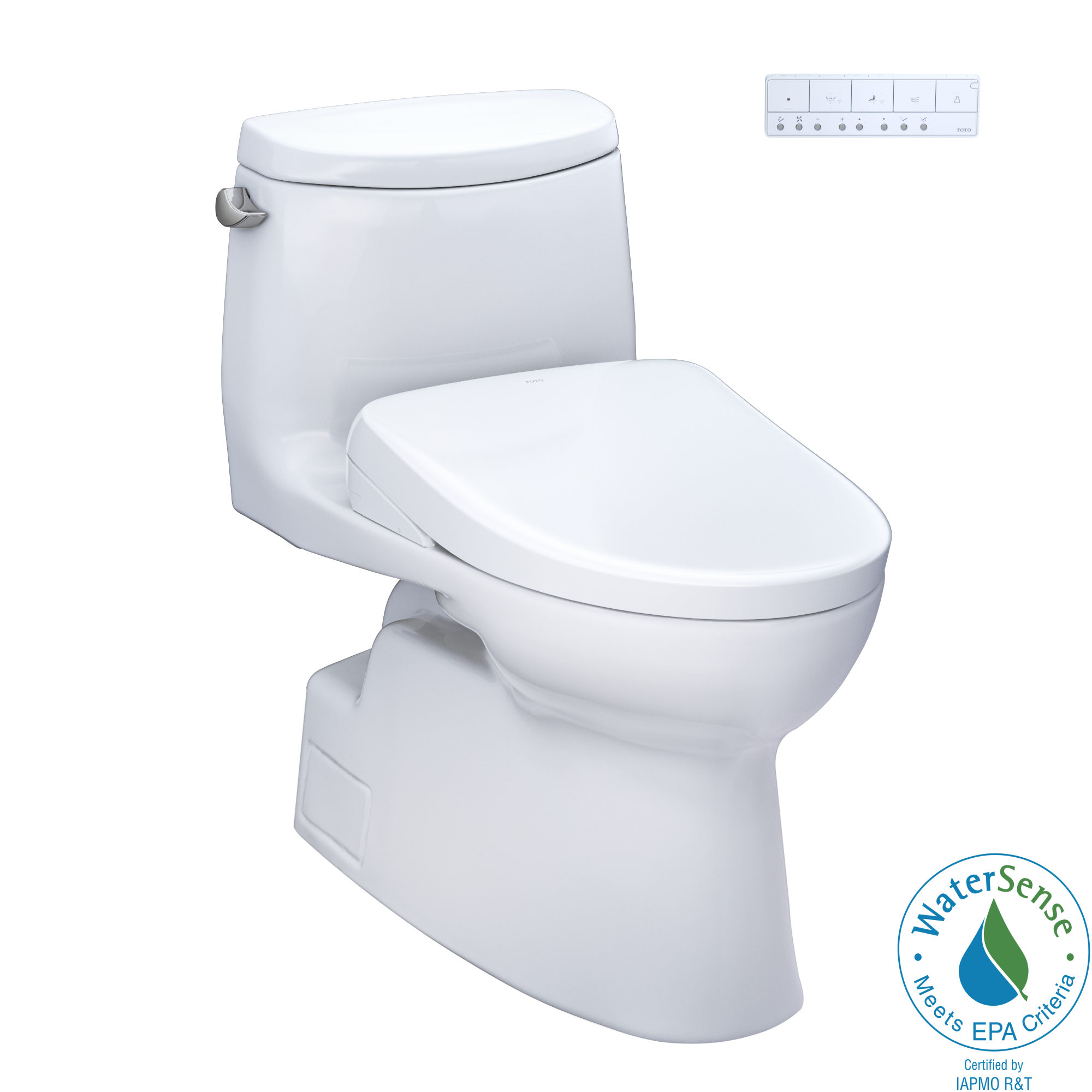 TOTO WASHLET+ Carlyle II One-Piece Elongated 1.28 GPF Toilet and WASHLET+ S7 Contemporary Bidet Seat, Cotton White - MW6144726CEFG#01, MW6144726CEFGA#01