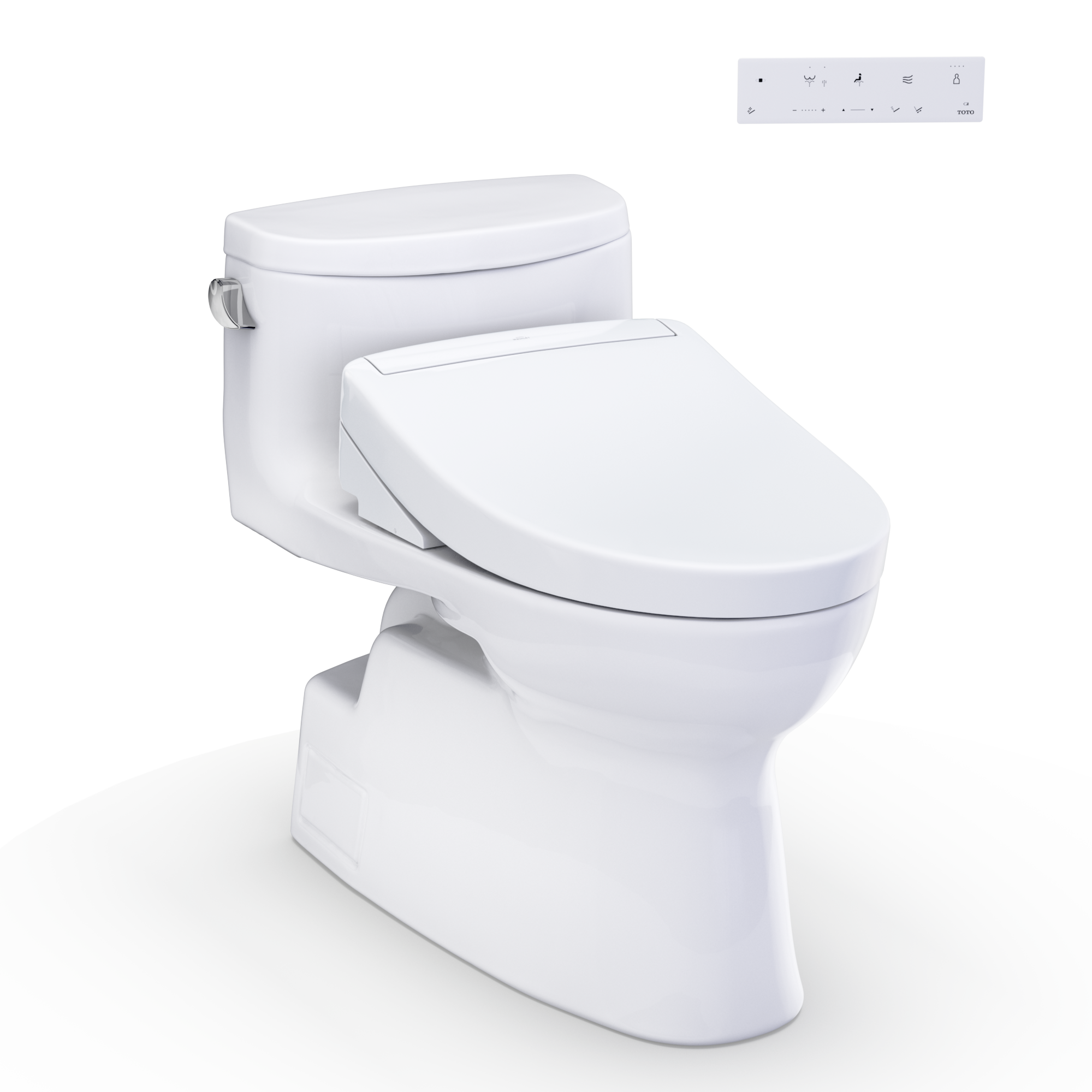 TOTO WASHLET+ Carolina II One-Piece Elongated 1.28 GPF Toilet and WASHLET+ S5 Bidet Seat, Cotton White - MW6443446CEFG#01