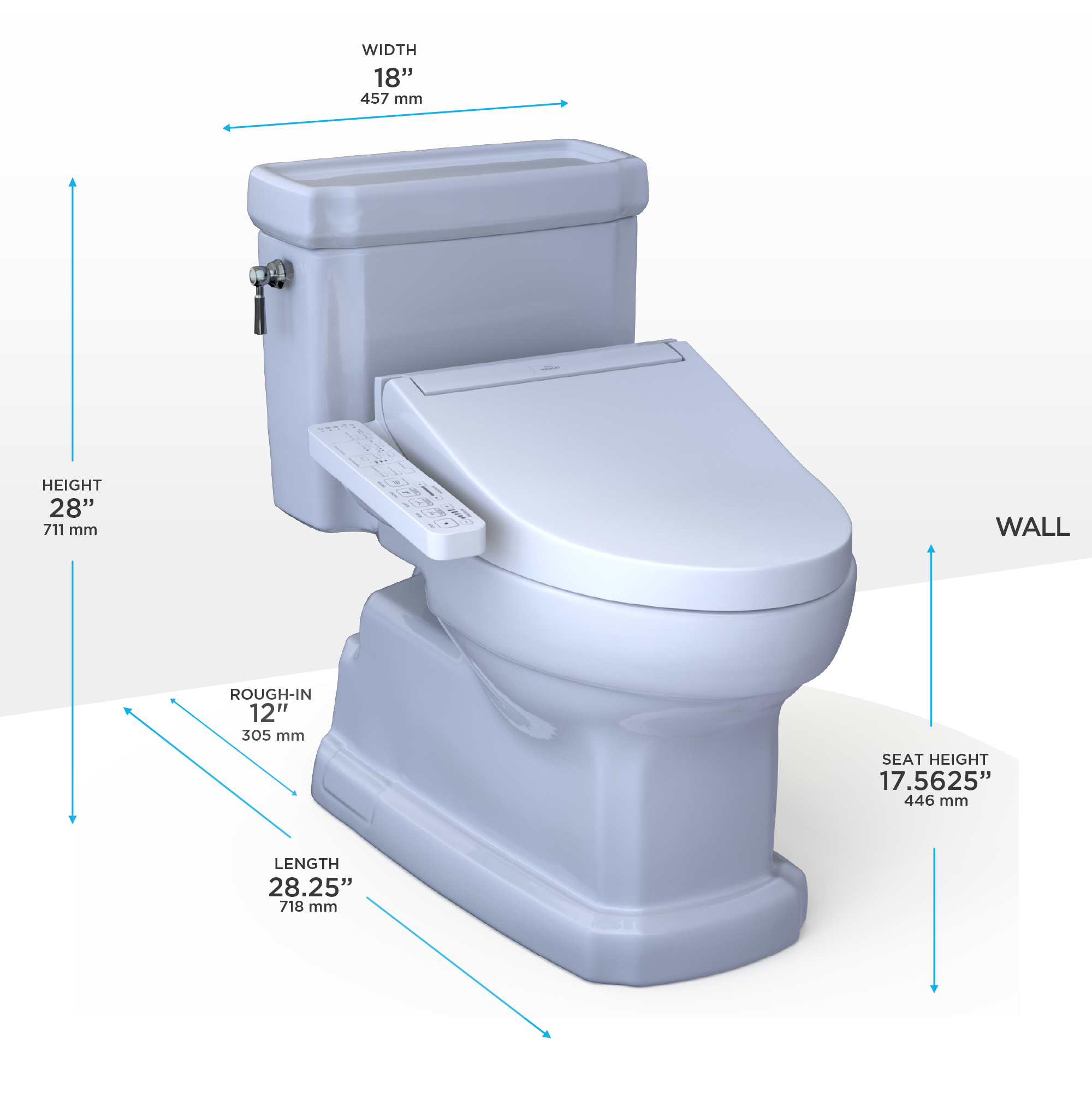 TOTO WASHLET+ Eco Guinevere Elongated 1.28 GPF Universal Height Toilet with C2 Bidet Seat, Cotton White - MW9743074CEFG#01