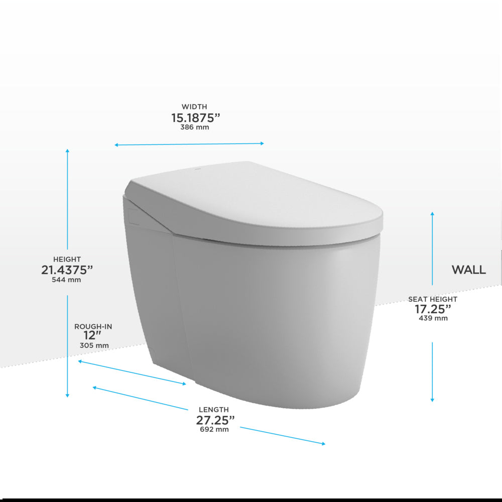 NEOREST AS MS8551CUMFG#01 Dual Flush 1.0 or 0.8 GPF Toilet with Integrated Bidet Seat and EWATER+, Cotton White