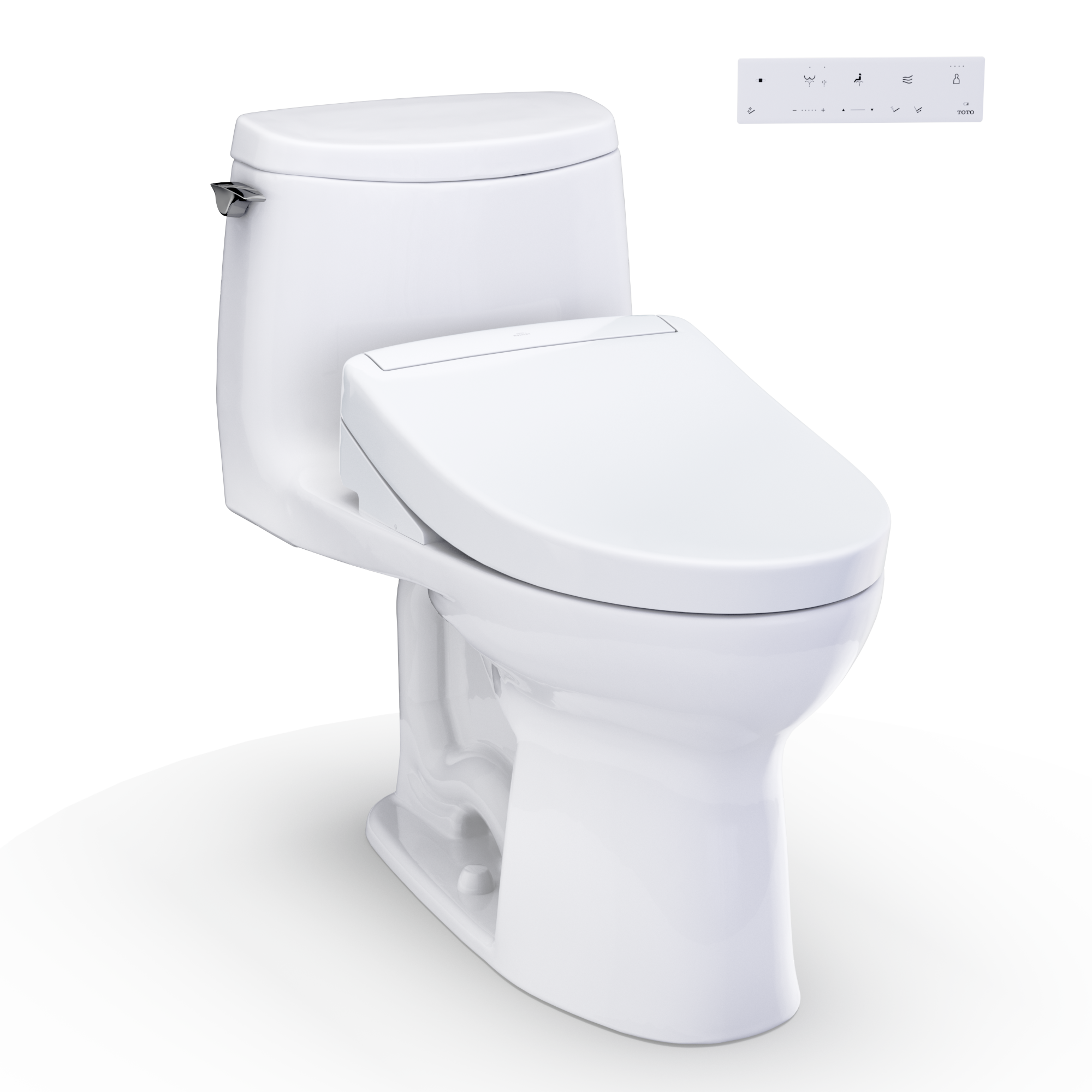 TOTO WASHLET+ UltraMax II 1G One-Piece Elongated 1.0 GPF Toilet and WASHLET+ S5 Bidet Seat, Cotton White - MW6043446CUFG#01