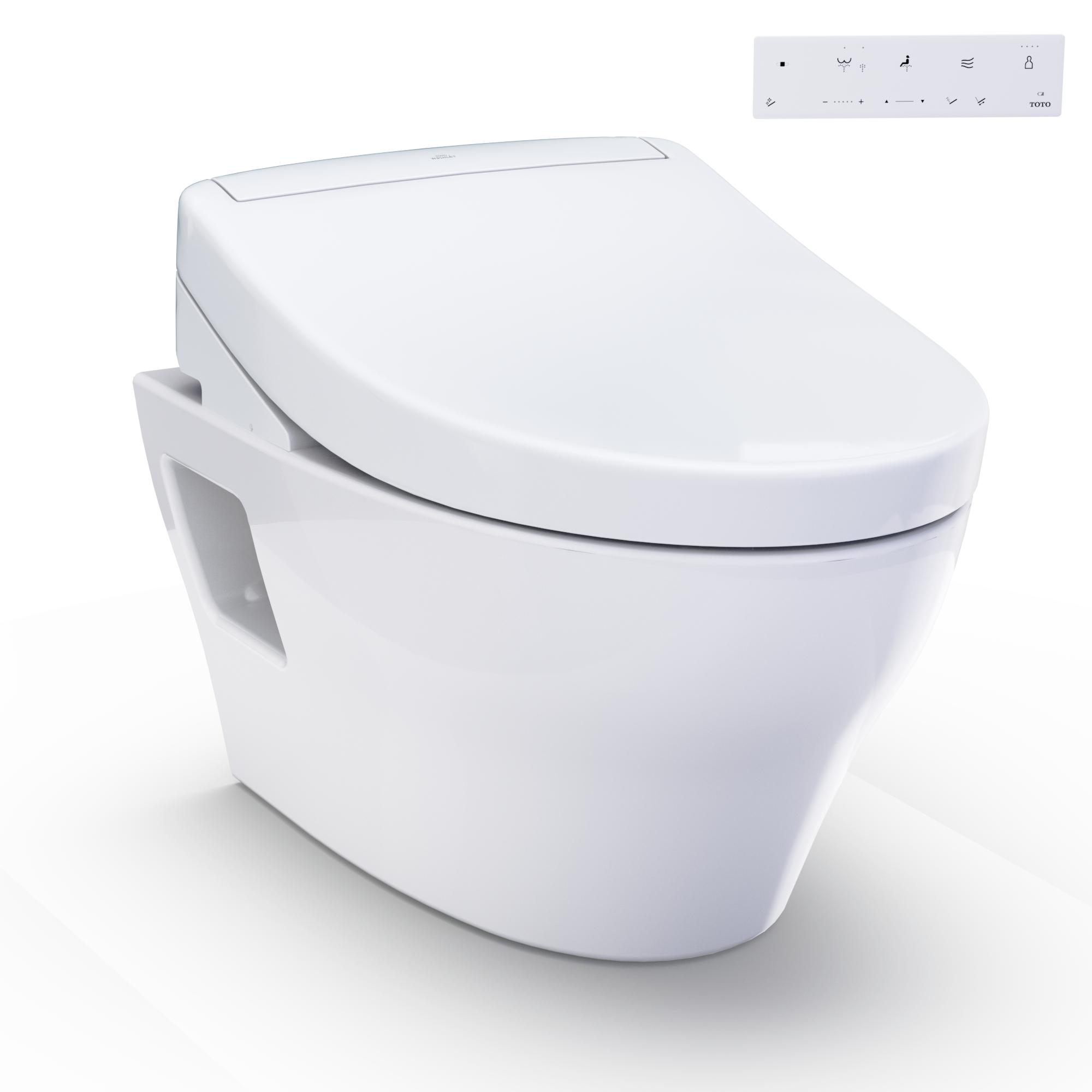 TOTO WASHLET+ EP Wall-Hung Elongated Toilet and WASHLET S5 Bidet Seat and DuoFit In-Wall 0.9 and 1.28 GPF Dual-Flush Tank System, Matte Silver - CWT4283446CMFG#MS