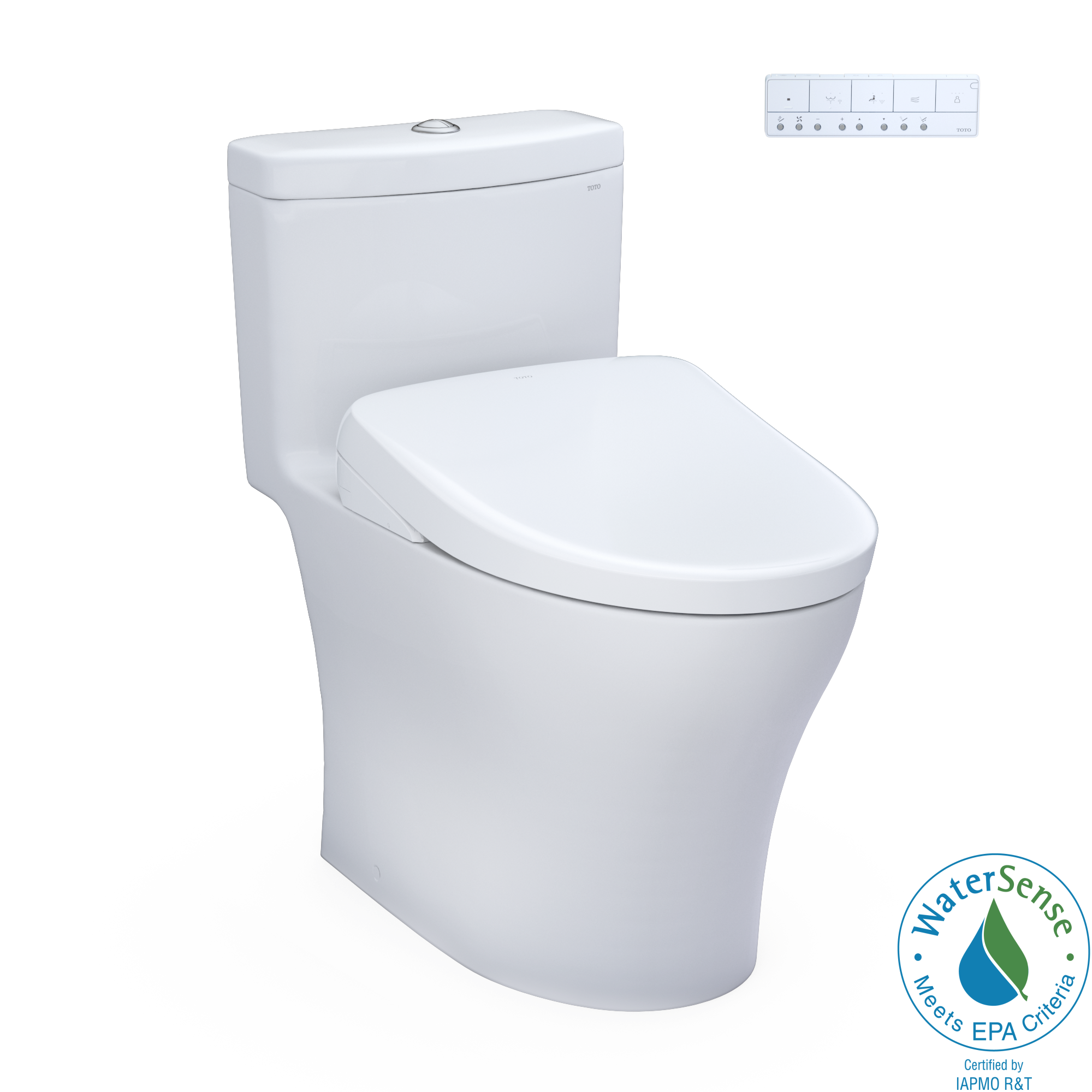 TOTO WASHLET+ Aquia IV One-Piece Elongated Dual Flush 1.28 and 0.9 GPF Toilet with S7 Contemporary Electric Bidet Seat, Cotton White - MW6464726CEMFGN#01, MW6464726CEMFGNA#01