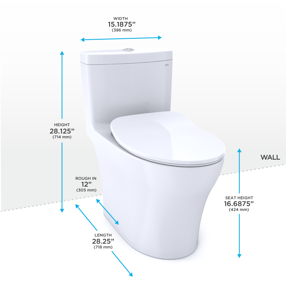 TOTO Aquia IV MS646234CEMFGN#01 0.9 / 1.28 GPF Dual Flush One Piece Elongated Toilet with Push Button Flush - Seat Included
