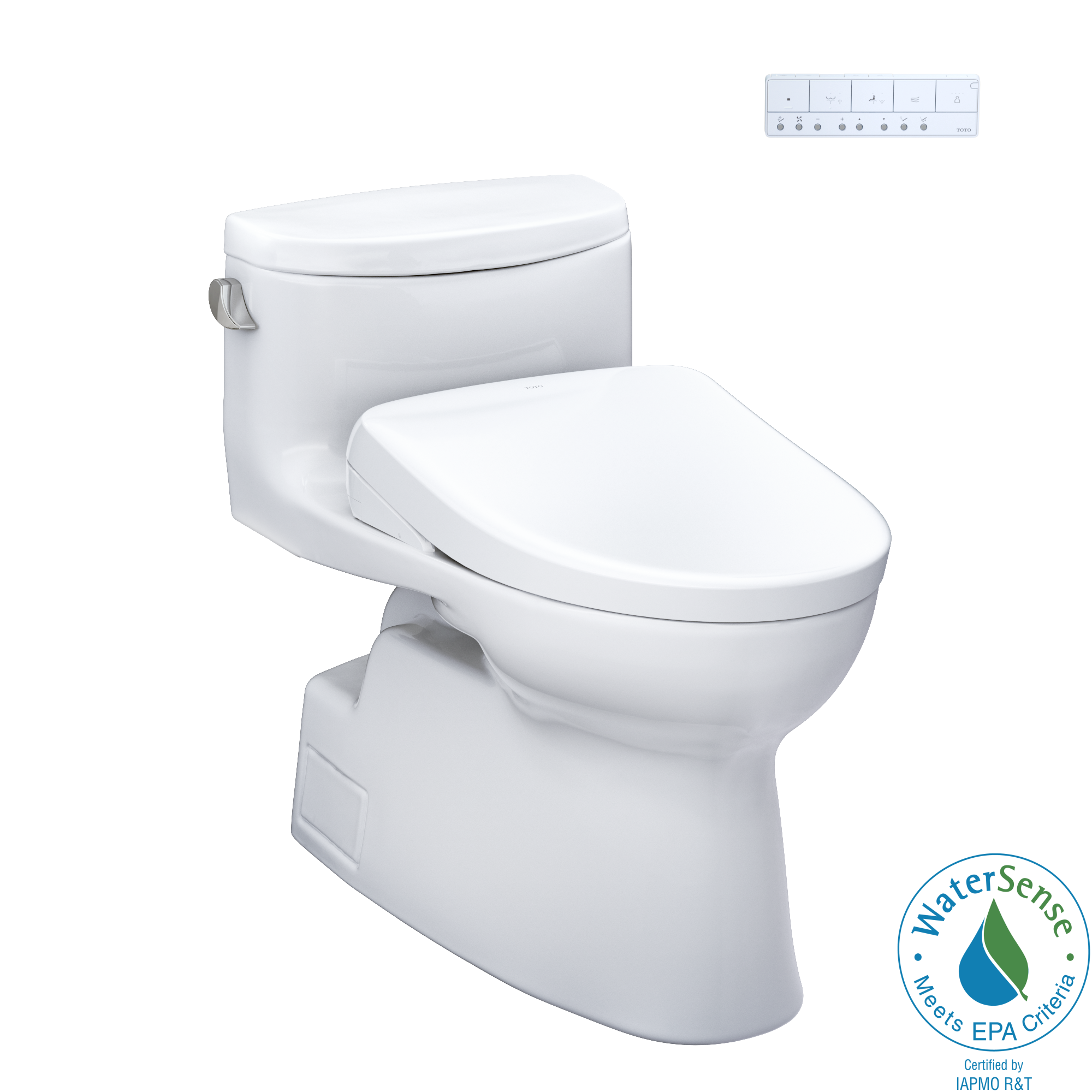 TOTO WASHLET+ Carolina II One-Piece Elongated 1.28 GPF Toilet and WASHLET+ S7 Contemporary Bidet Seat, Cotton White - MW6444726CEFG#01