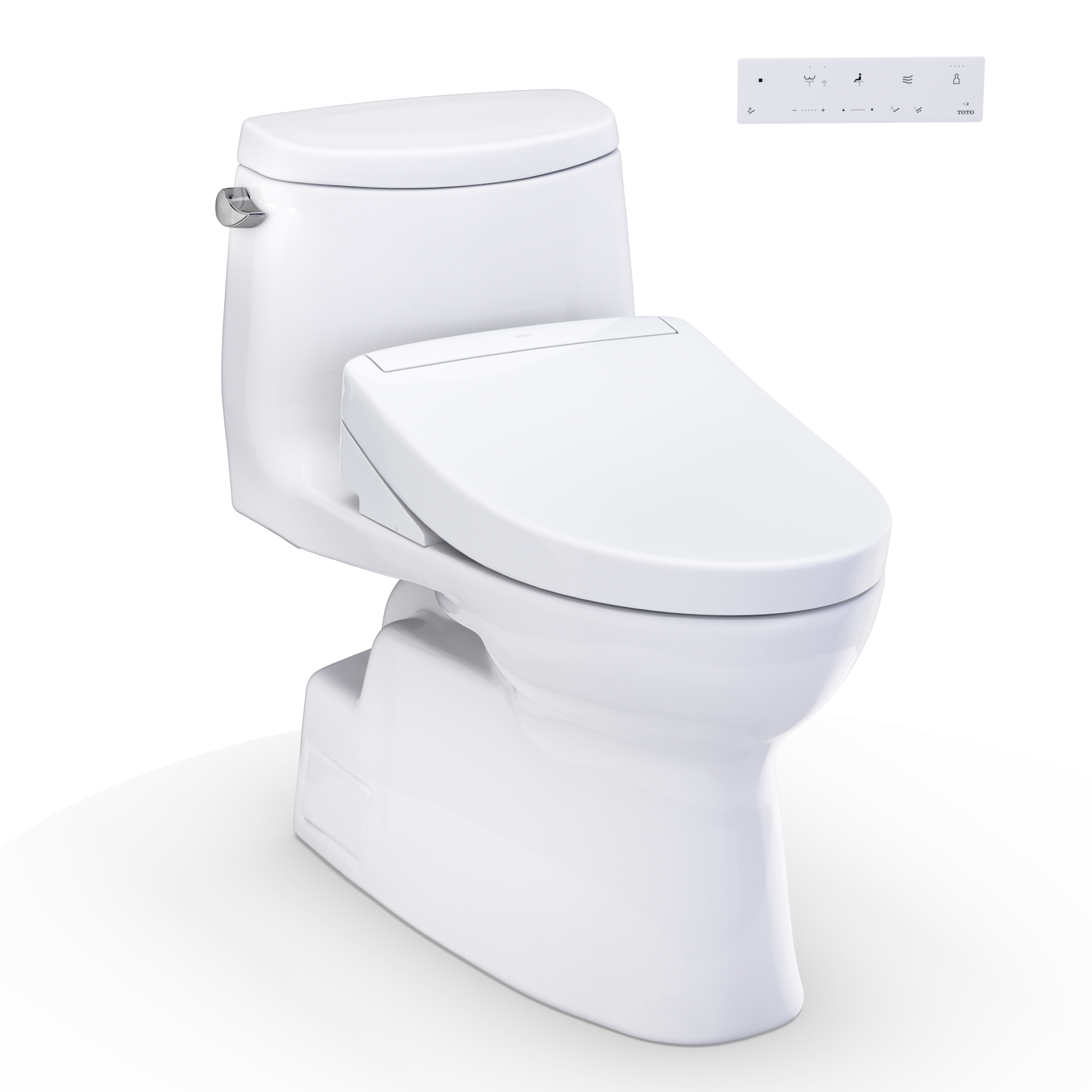 TOTO WASHLET+ Carlyle II One-Piece Elongated 1.28 GPF Toilet and WASHLET+ S5 Bidet Seat, Cotton White - MW6143446CEFG#01