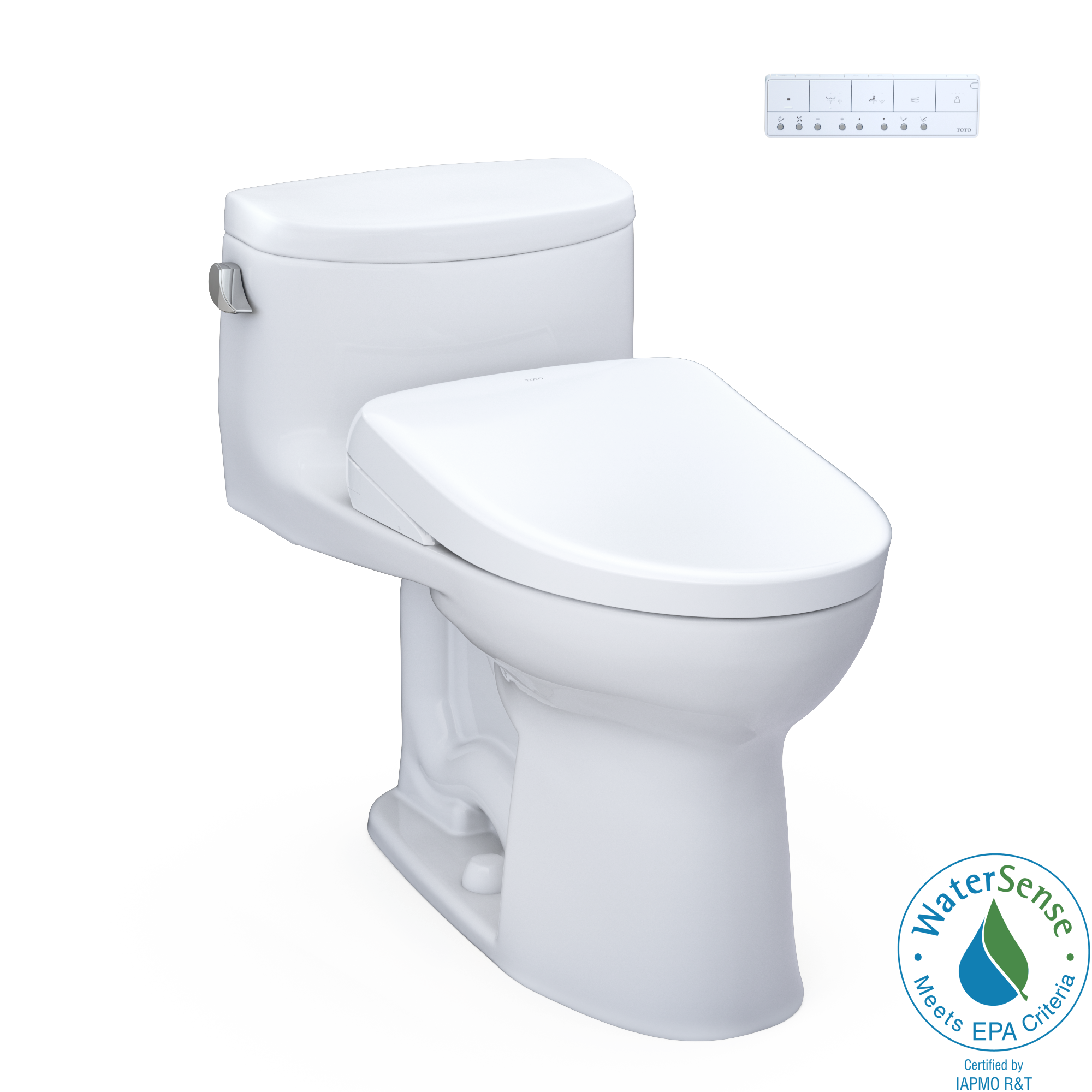 TOTO WASHLET+ Supreme II One-Piece Elongated 1.28 GPF Toilet and WASHLET+ S7A Contemporary Bidet Seat, Cotton White - MW6344736CEFG#01