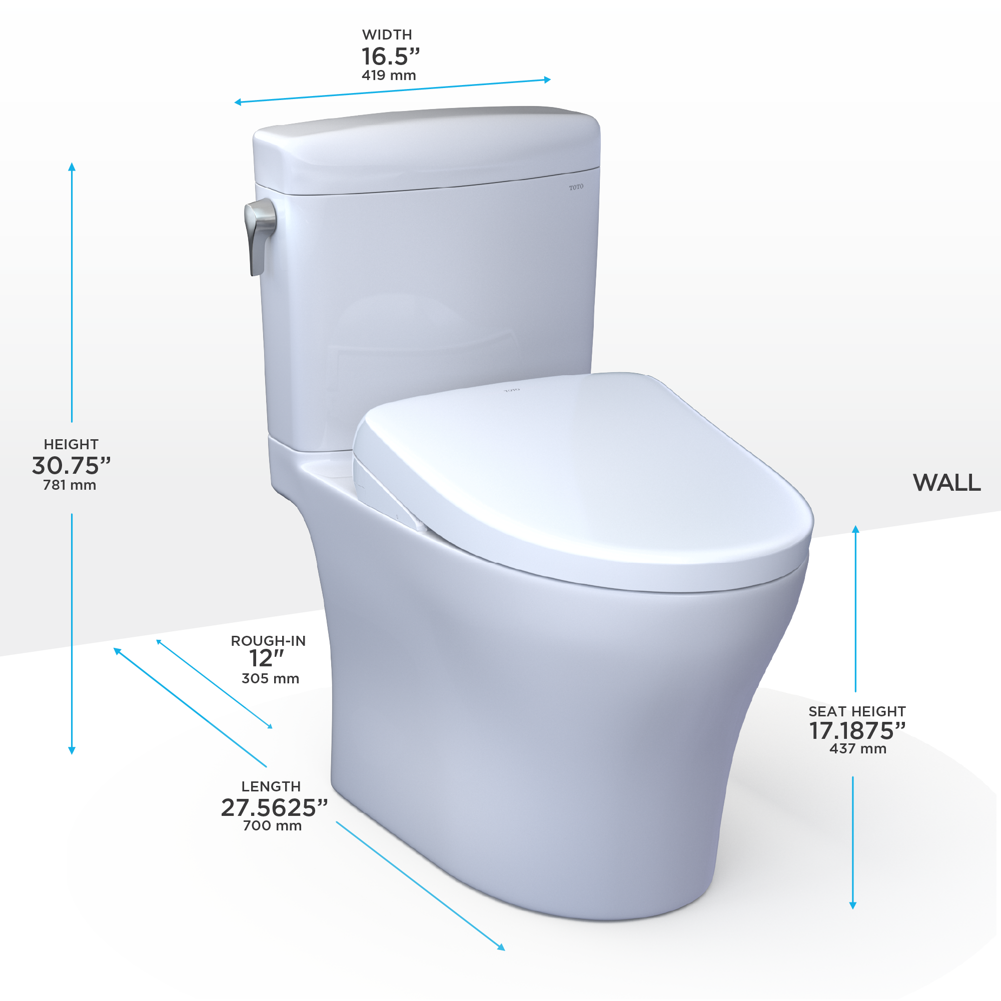 TOTO WASHLET+ Aquia IV Cube Two-Piece Elongated Dual Flush 1.28 and 0.9 GPF Toilet with S7A Contemporary Bidet Seat, Cotton White - MW4364736CEMFGN#01, MW4364736CEMFGNA#01