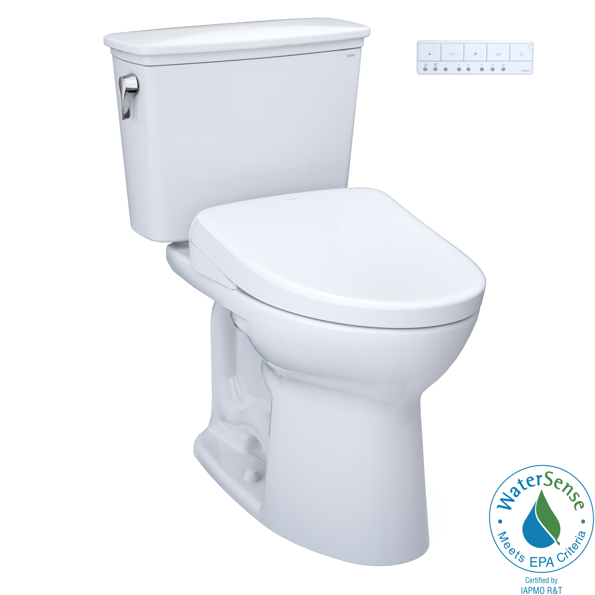 TOTO Drake Transitional WASHLET+ Two-Piece Elongated 1.28 GPF Universal Height TORNADO FLUSH Toilet with S7 Contemporary Bidet Seat, Cotton White - MW7864726CEFG.10#01, MW7864726CEFGA.10#01