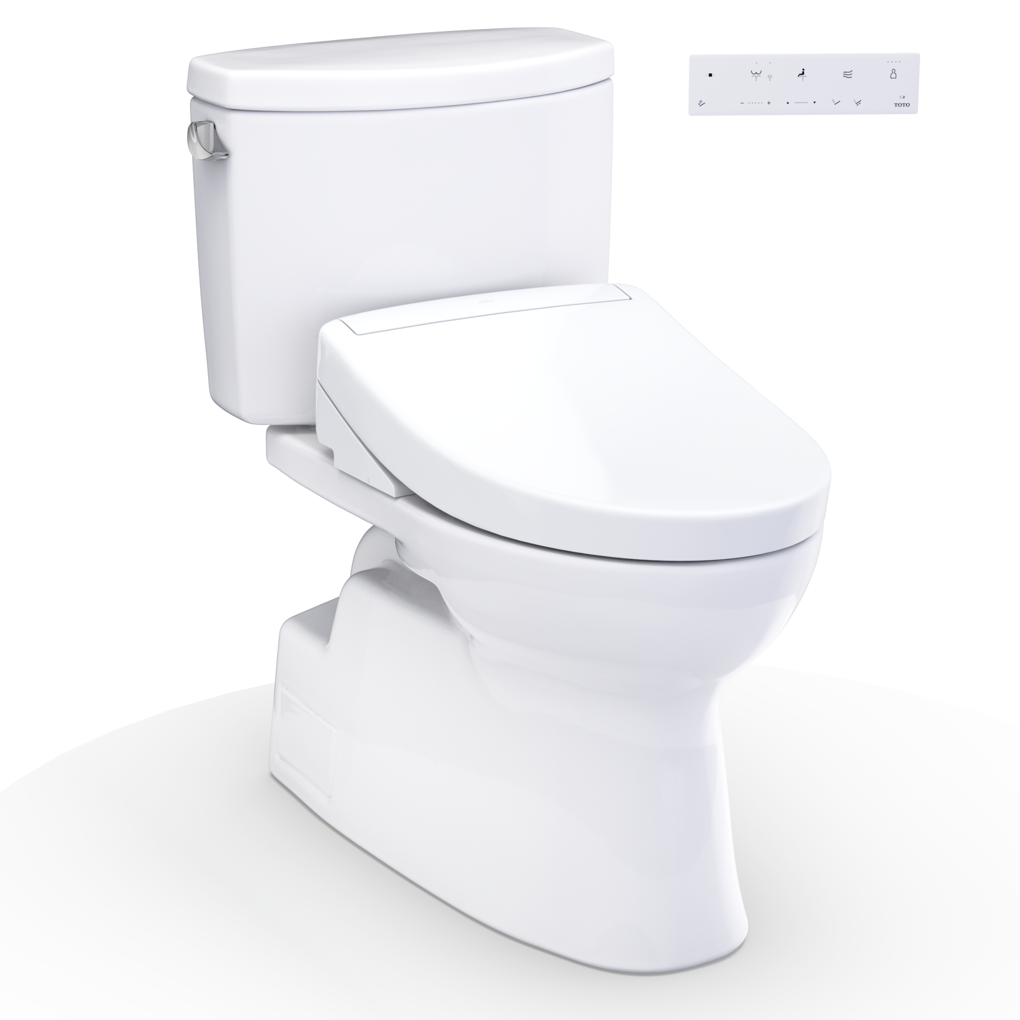 TOTO WASHLET+ Vespin II Two-Piece Elongated 1.28 GPF Toilet and WASHLET+ S5 Bidet Seat, Cotton White - MW4743446CEFG#01