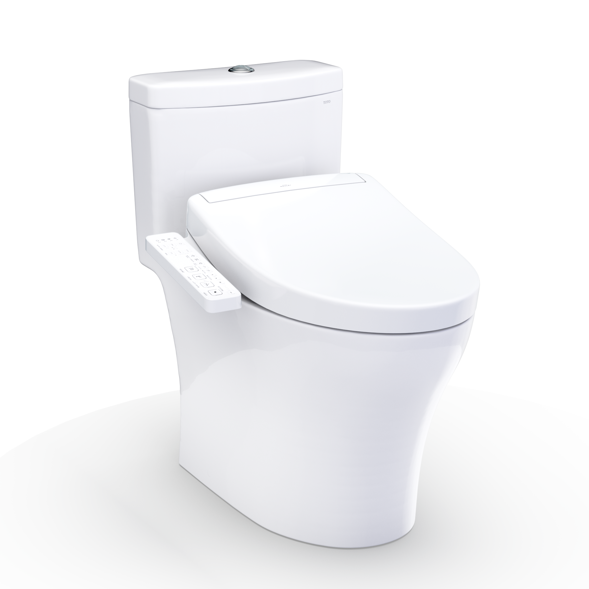 TOTO WASHLET+ Aquia IV One-Piece Elongated Dual Flush 1.28 and 0.9 GPF Toilet and WASHLET S2 Bidet Seat, Cotton White - MW6463346CEMFGN#01