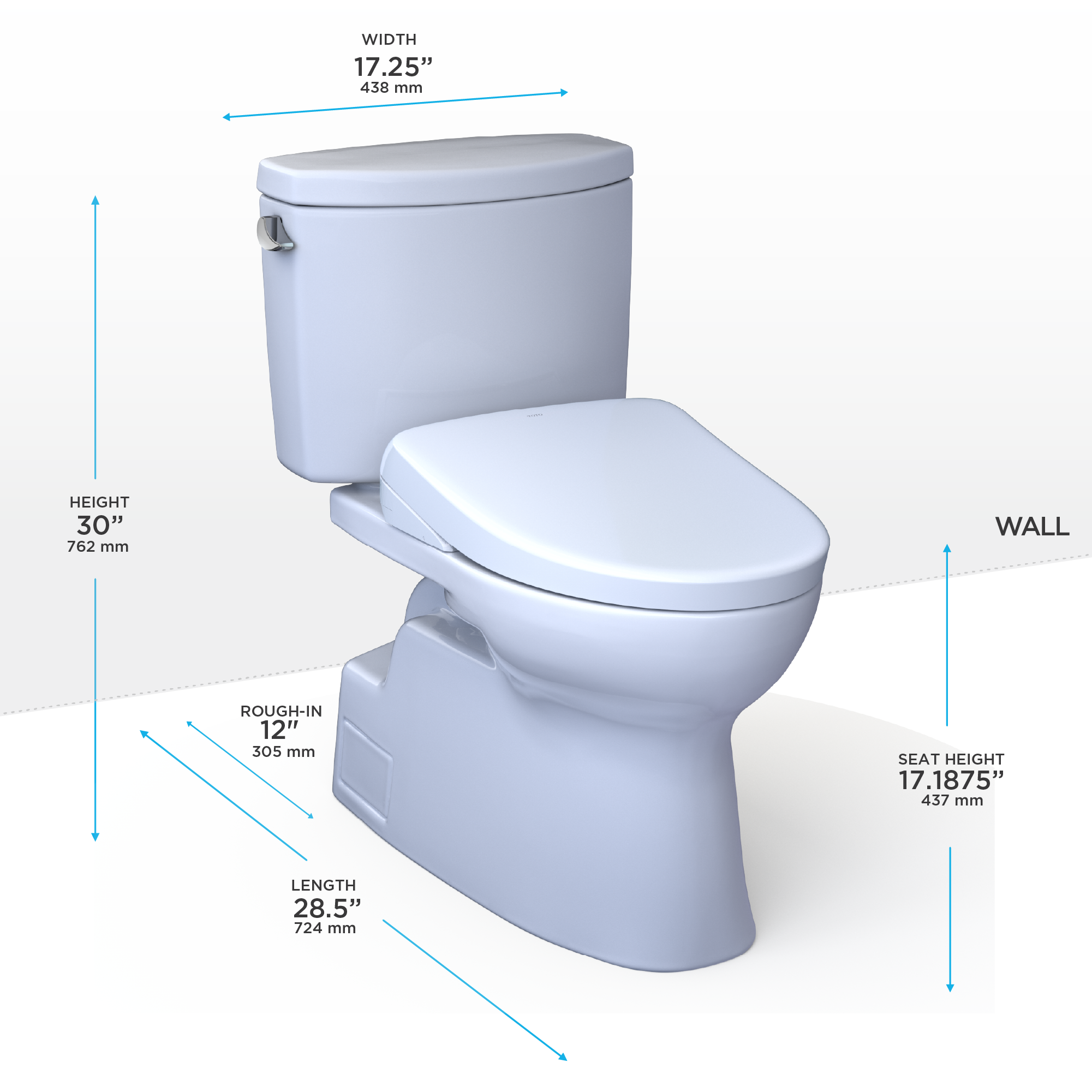 TOTO WASHLET+ Vespin II Two-Piece Elongated 1.28 GPF Toilet and WASHLET+ S7A Contemporary Bidet Seat, Cotton White - MW4744736CEFG#01, MW4744736CEFGA#01