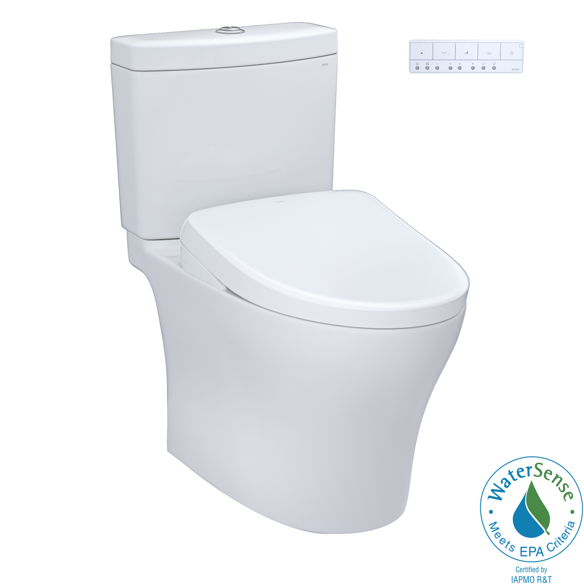 TOTO WASHLET+ Aquia IV Two-Piece Elongated Dual Flush 1.28 and 0.9 GPF Toilet and Contemporary WASHLET S7A Contemporary Bidet Seat, Cotton White - MW4464736CEMGN#01, MW4464736CEMGNA#01