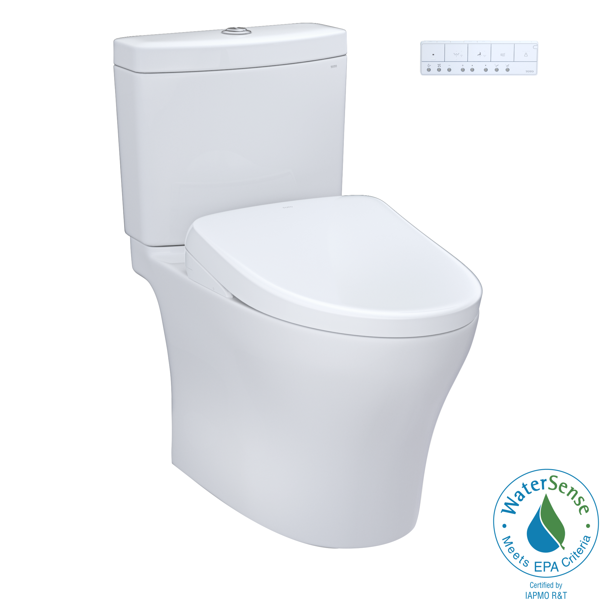TOTO WASHLET+ Aquia IV Two-Piece Elongated Dual Flush 1.28 and 0.9 GPF Toilet with S7A Contemporary Bidet Seat, Cotton White - MW4464736CEMFGN#01, MW4464736CEMFGNA#01