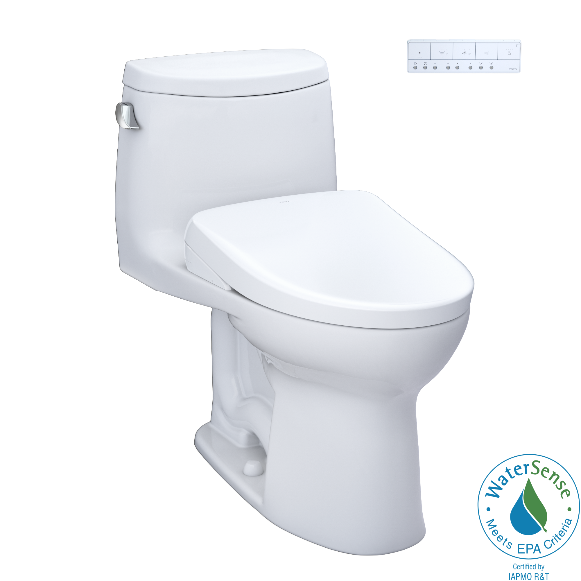 TOTO WASHLET+ UltraMax II One-Piece Elongated 1.28 GPF Toilet and WASHLET+ S7A Contemporary Bidet Seat, Cotton White - MW6044736CEFG#01, MW6044736CEFGA#01