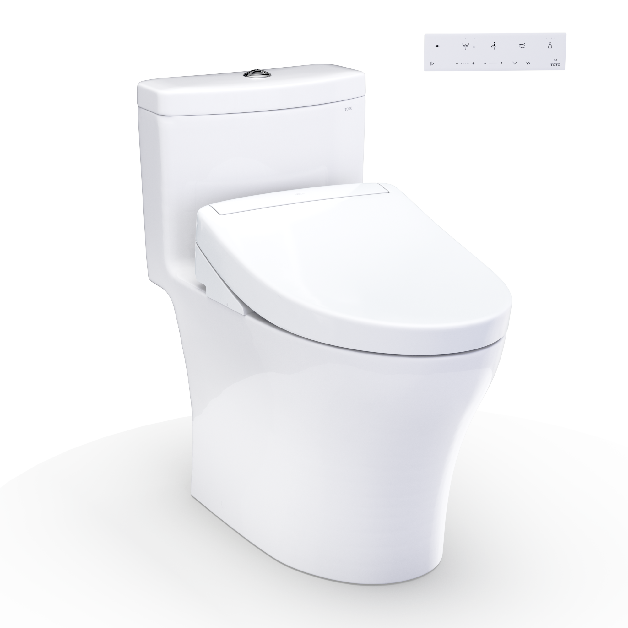 TOTO WASHLET+ Aquia IV One-Piece Elongated Dual Flush 1.28 and 0.9 GPF Toilet and WASHLET S5 Bidet Seat, Cotton White- MW6463446CEMFGN#01