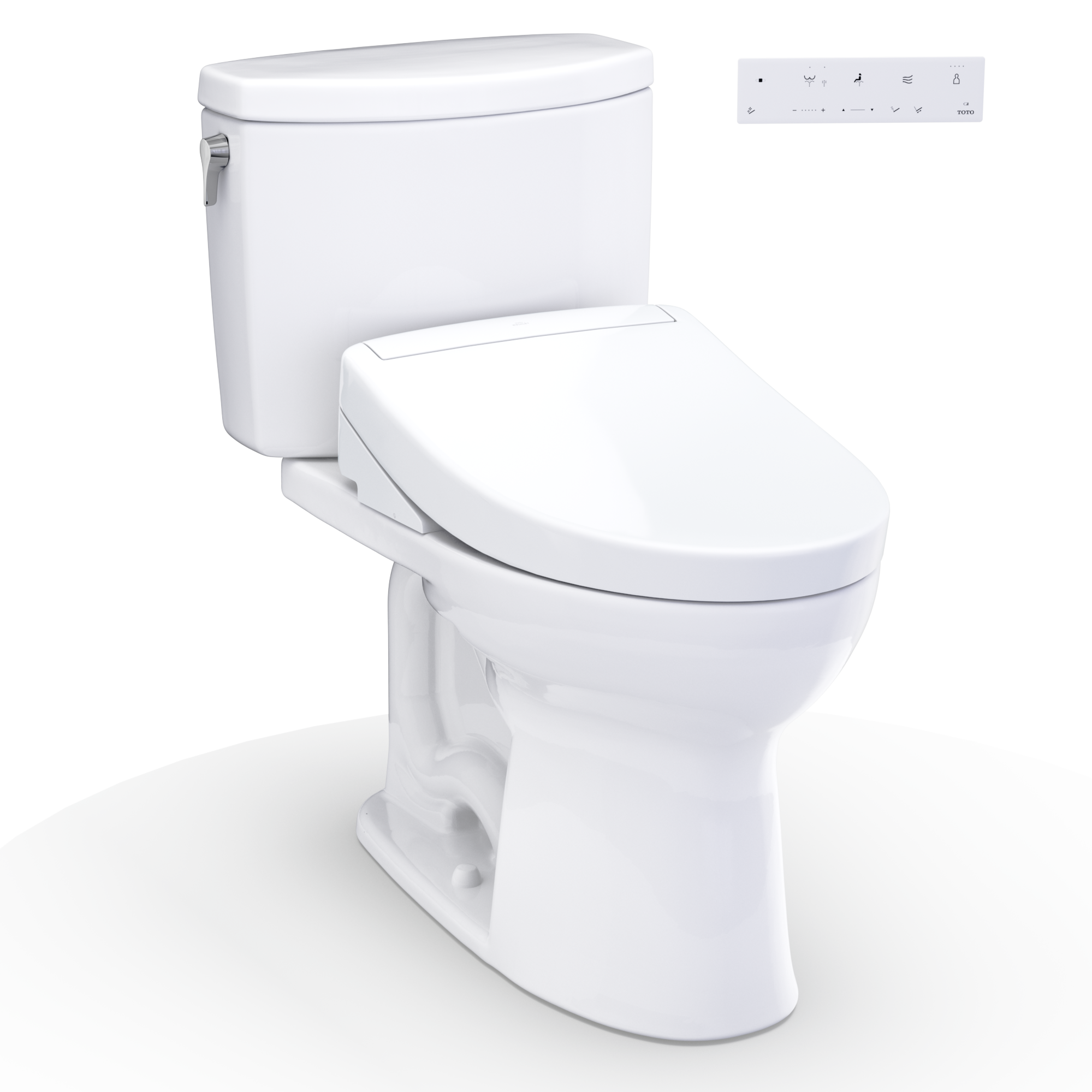 TOTO WASHLET+ Drake II 1G Two-Piece Elongated 1.0 GPF Toilet and WASHLET+ S5 Bidet Seat, Cotton White - MW4543446CUFG#01