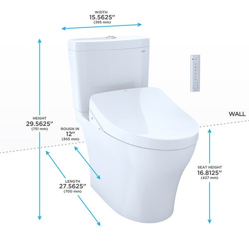 TOTO AQUIA IV 1G WASHLET+ S550E TWO PIECE TOILET 1.0 GPF & 0.8 GPF