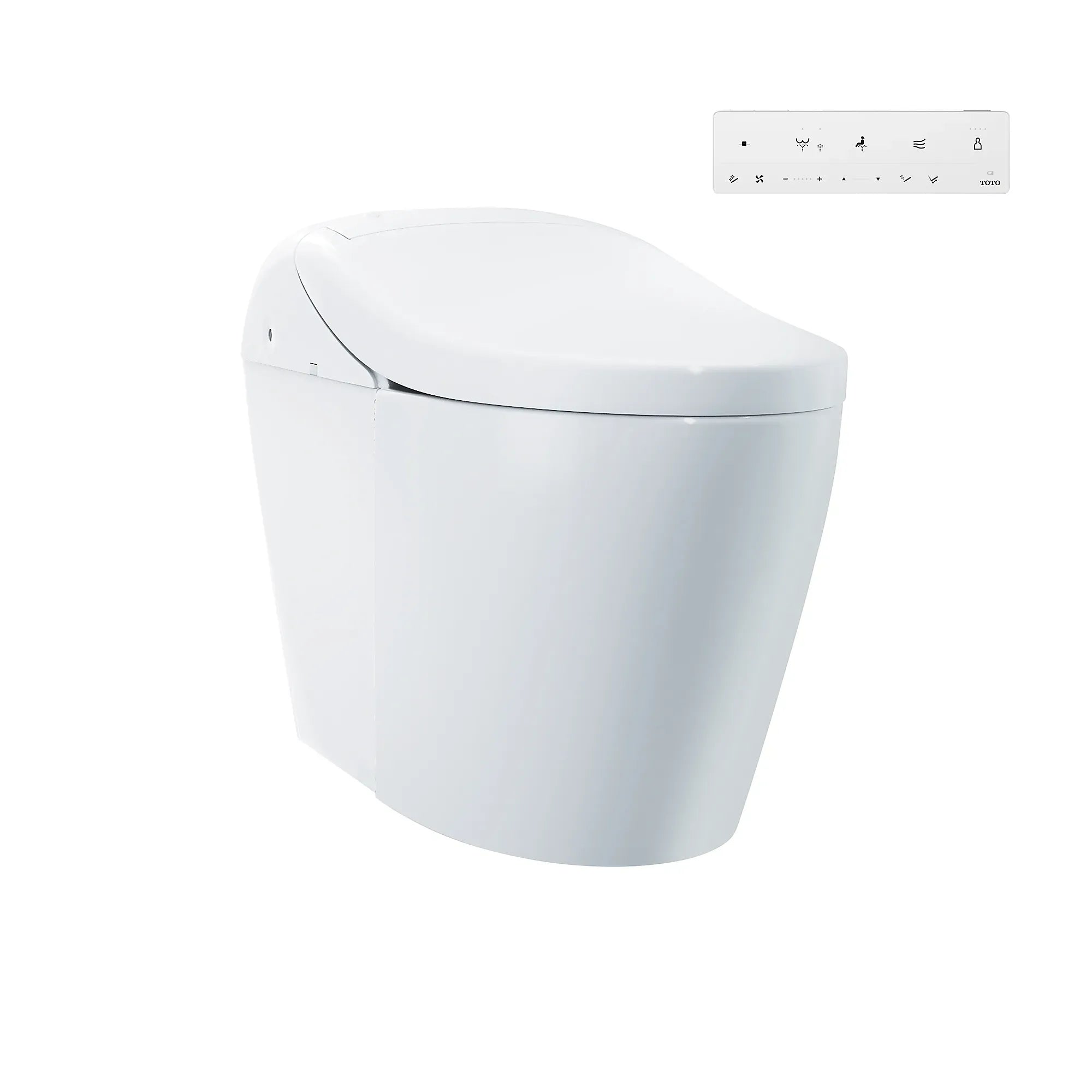 Cotton white smart toilet with top control panel and closed lid