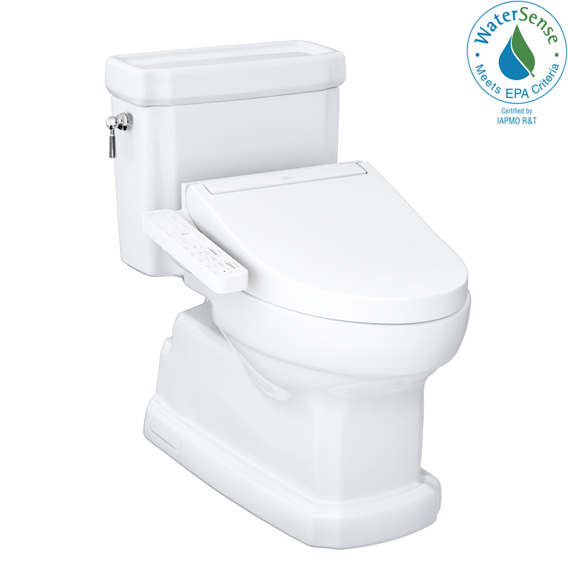 TOTO WASHLET+ Eco Guinevere Elongated 1.28 GPF Universal Height Toilet with C2 Bidet Seat, Cotton White - MW9743074CEFG