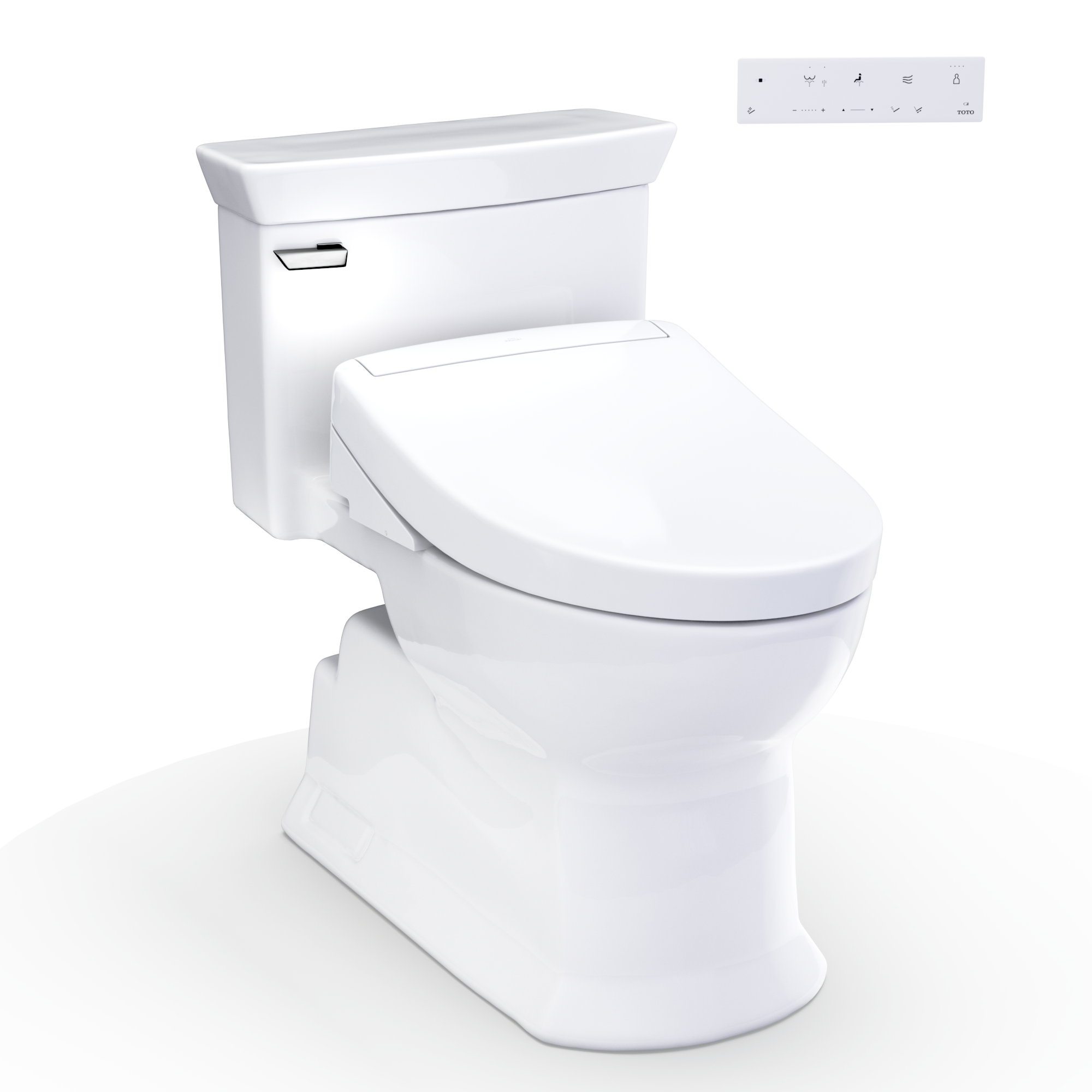 TOTO WASHLET+ Soirée Elongated 1.28 GPF Universal Height Toilet with S5 Bidet Seat, Cotton White - MW9643446CEFG#01