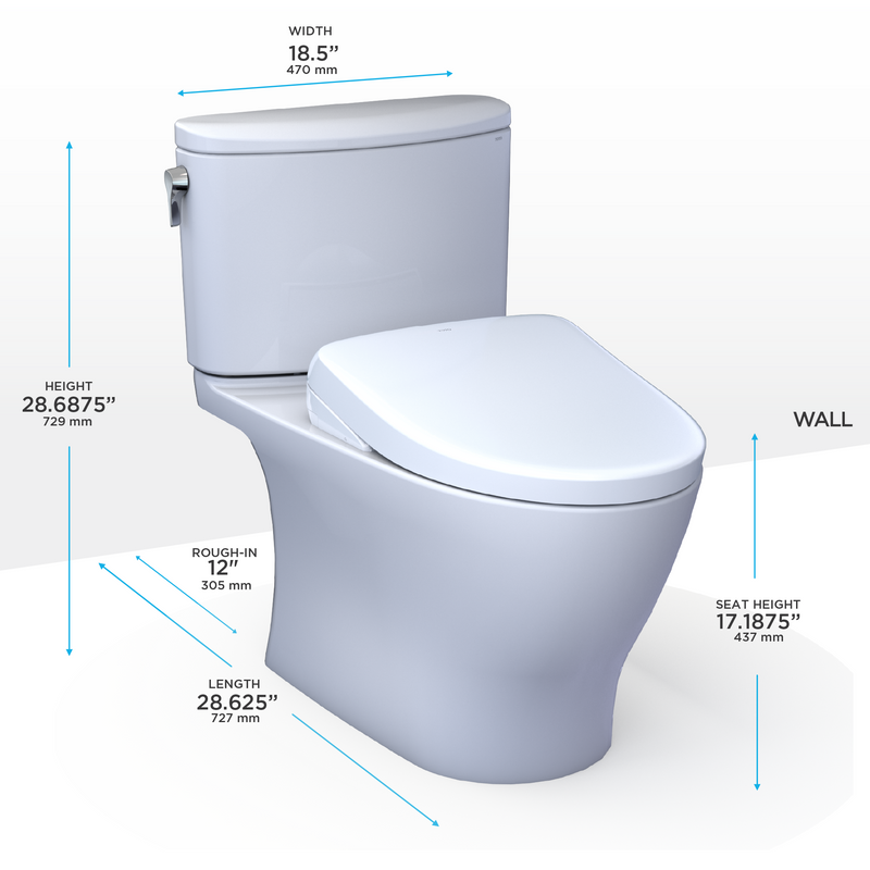 TOTO WASHLET+ Nexus Two-Piece Elongated 1.28 GPF Toilet with S7 Contemporary Bidet Seat, Cotton White - MW4424726CEFG#01, MW4424726CEFGA#01
