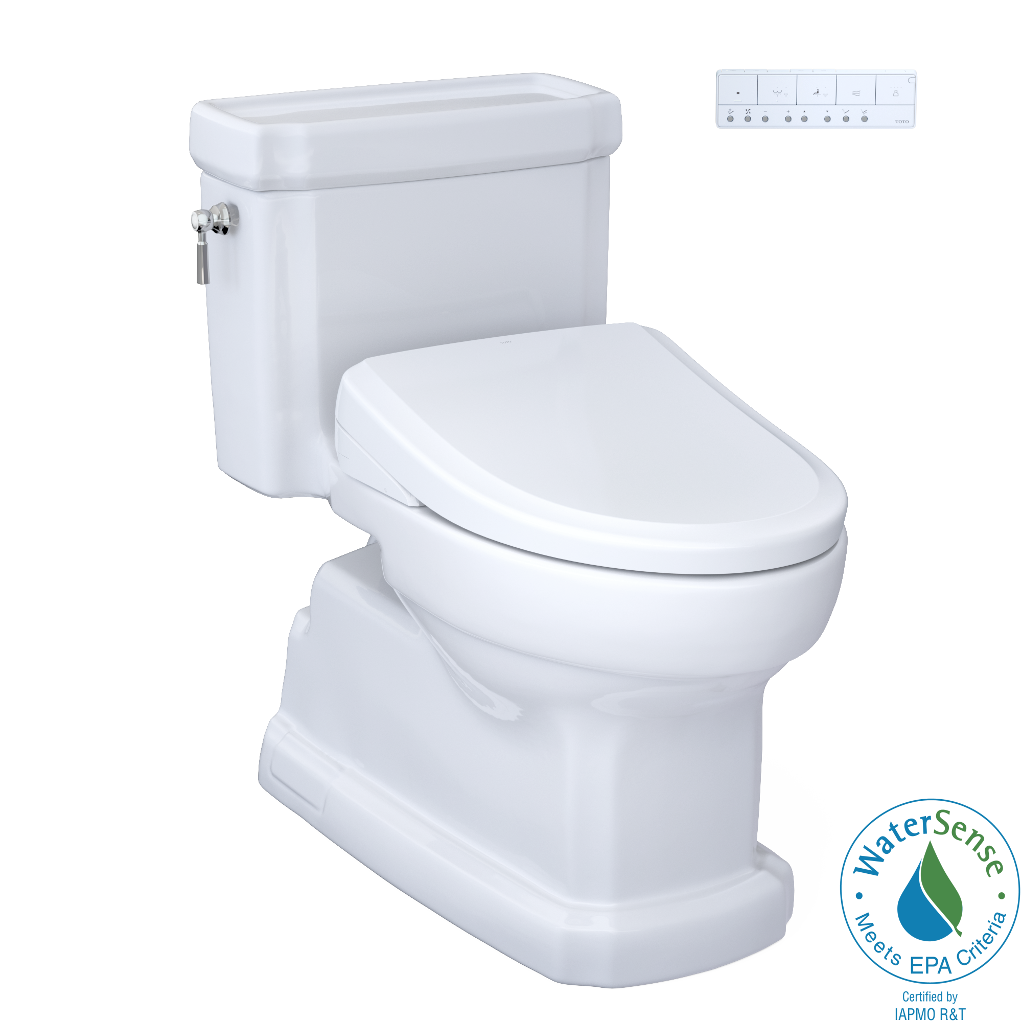 TOTO WASHLET+ Eco Guinevere Elongated 1.28 GPF Universal Height Toilet with S7 Classic Bidet Seat, Cotton White - MW9744724CEFG#01, MW9744724CEFGA#01