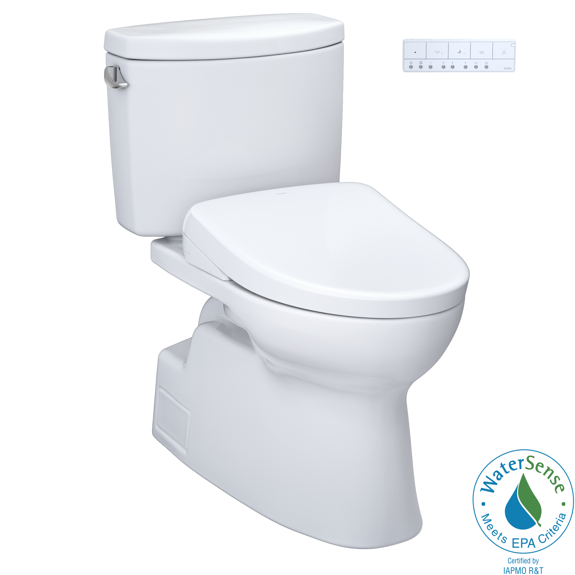 TOTO WASHLET+ Vespin II Two-Piece Elongated 1.28 GPF Toilet and WASHLET+ S7 Contemporary Bidet Seat, Cotton White - MW4744726CEFG#01, MW4744726CEFGA#01