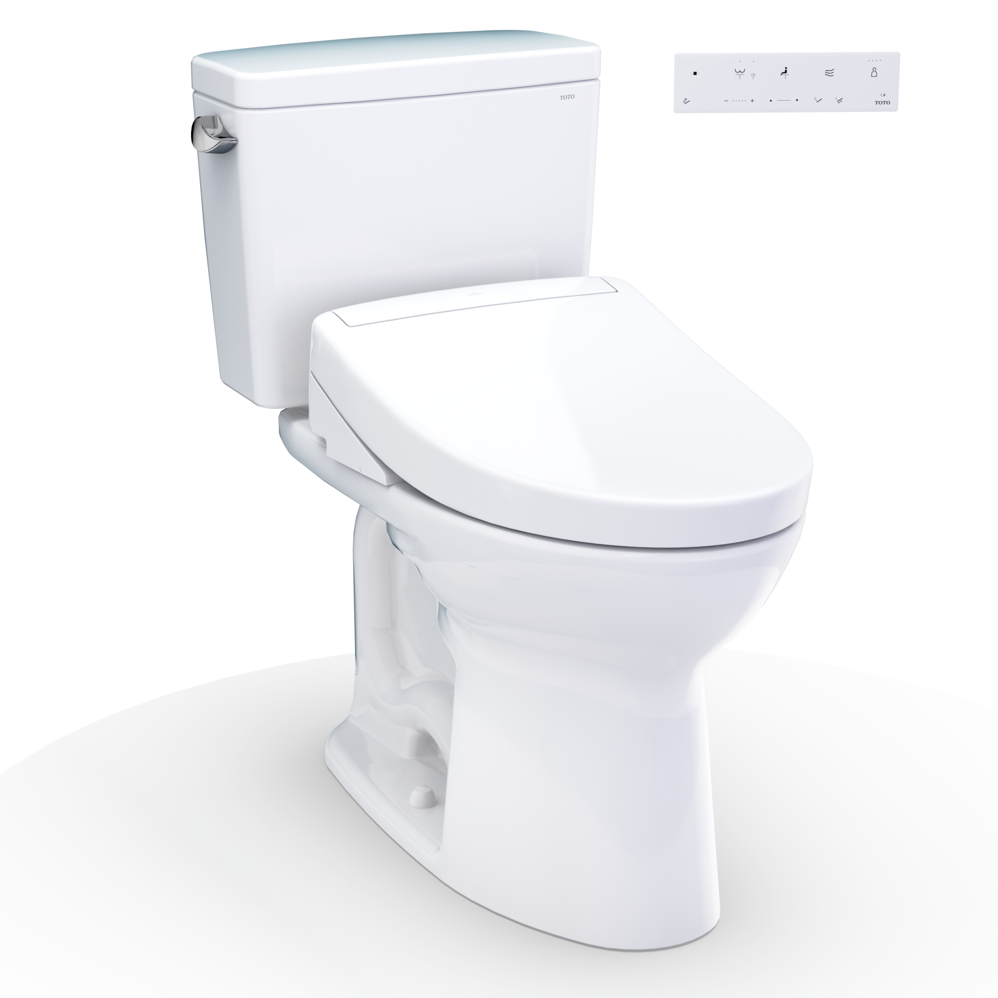 TOTO Drake WASHLET+ Two-Piece Elongated 1.28 GPF Universal Height TORNADO FLUSH Toilet with S5 Bidet Seat, Cotton White - MW7763446CEFG#01