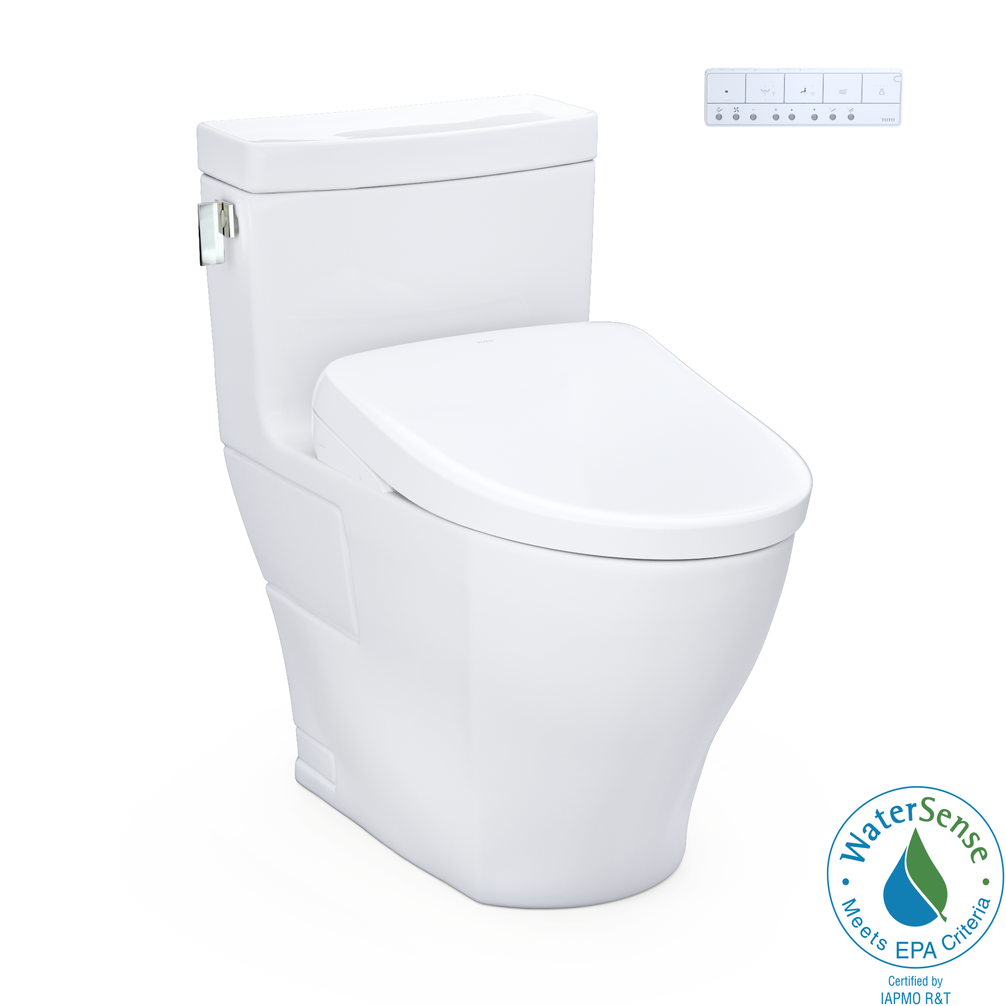 TOTO WASHLET+ Legato One-Piece Elongated 1.28 GPF Toilet and Contemporary WASHLET S7A Contemporary Bidet Seat, Cotton White - MW6244736CEFG#01, MW6244736CEFGA#01