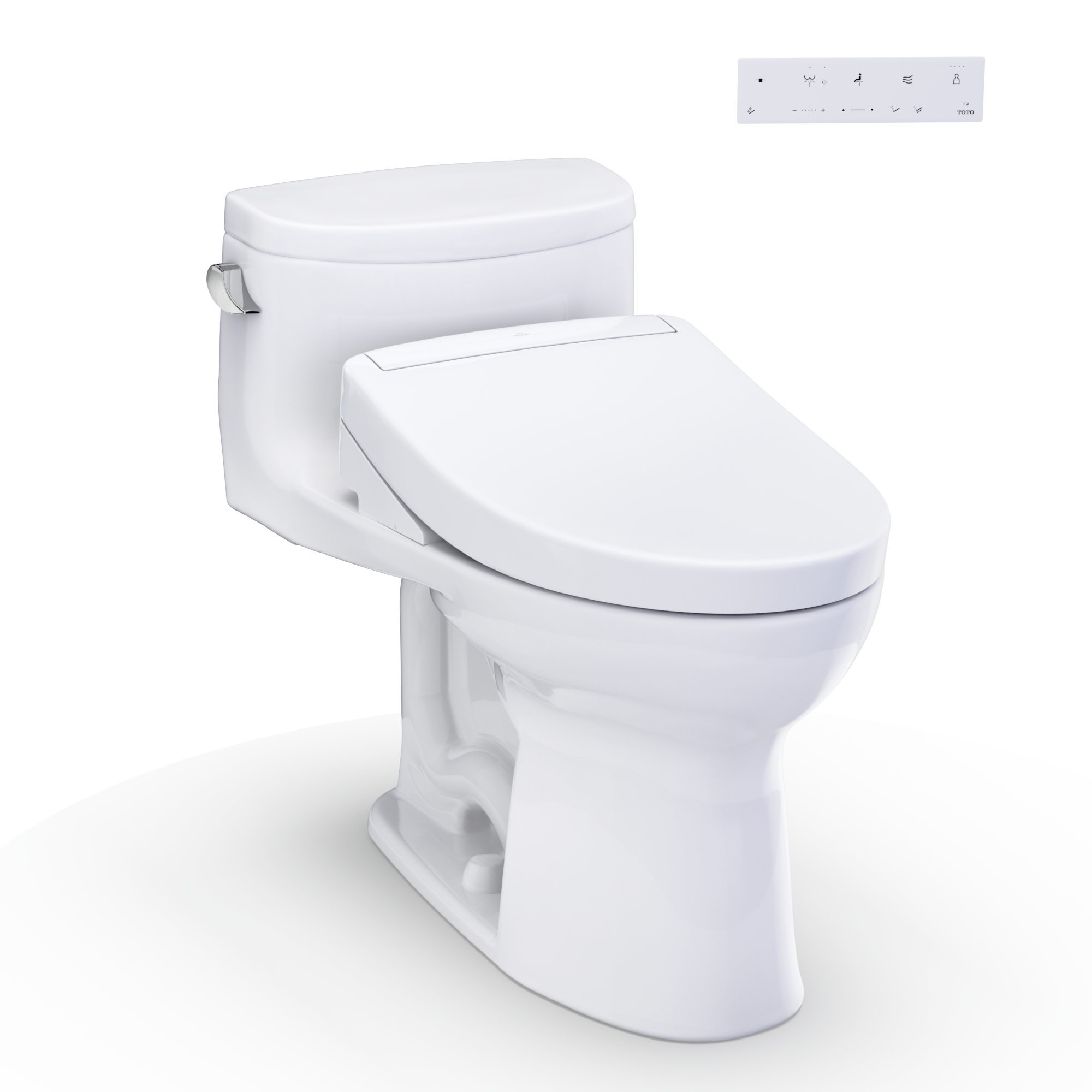 TOTO WASHLET+ Supreme II One-Piece Elongated 1.28 GPF Toilet and WASHLET+ S5 Bidet Seat, Cotton White - MW6343446CEFG#01