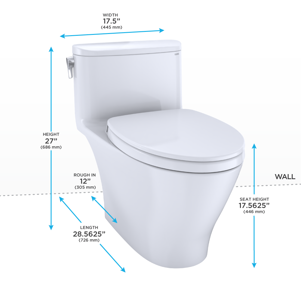 TOTO Nexus MS642124CEFG#01 1.28 GPF One Piece Elongated Chair Height Toilet with Tornado Flush Technology - SoftClose Seat Included