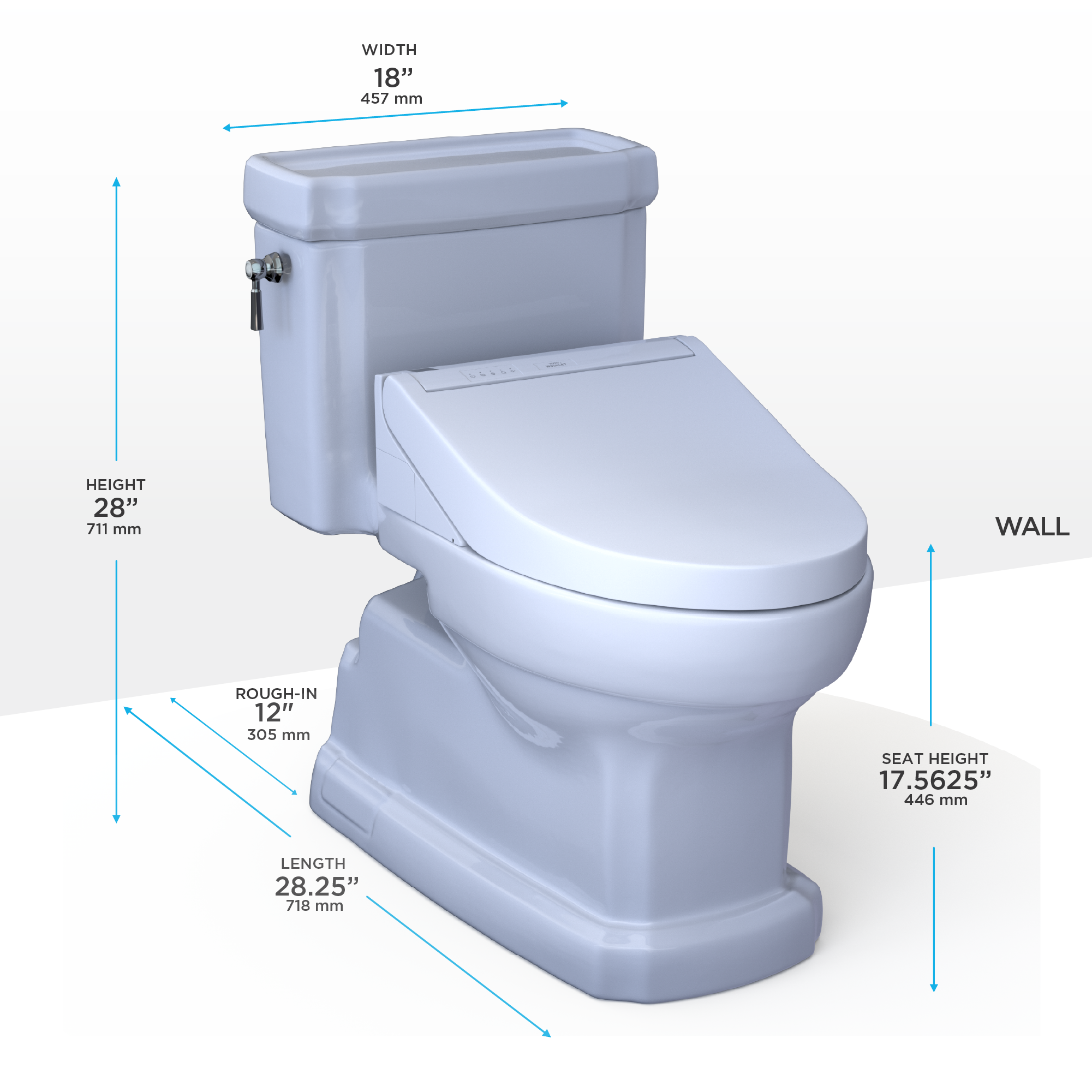 TOTO WASHLET+ Eco Guinevere Elongated 1.28 GPF Universal Height Toilet with C5 Bidet Seat, Cotton White - MW9743084CEFG#01