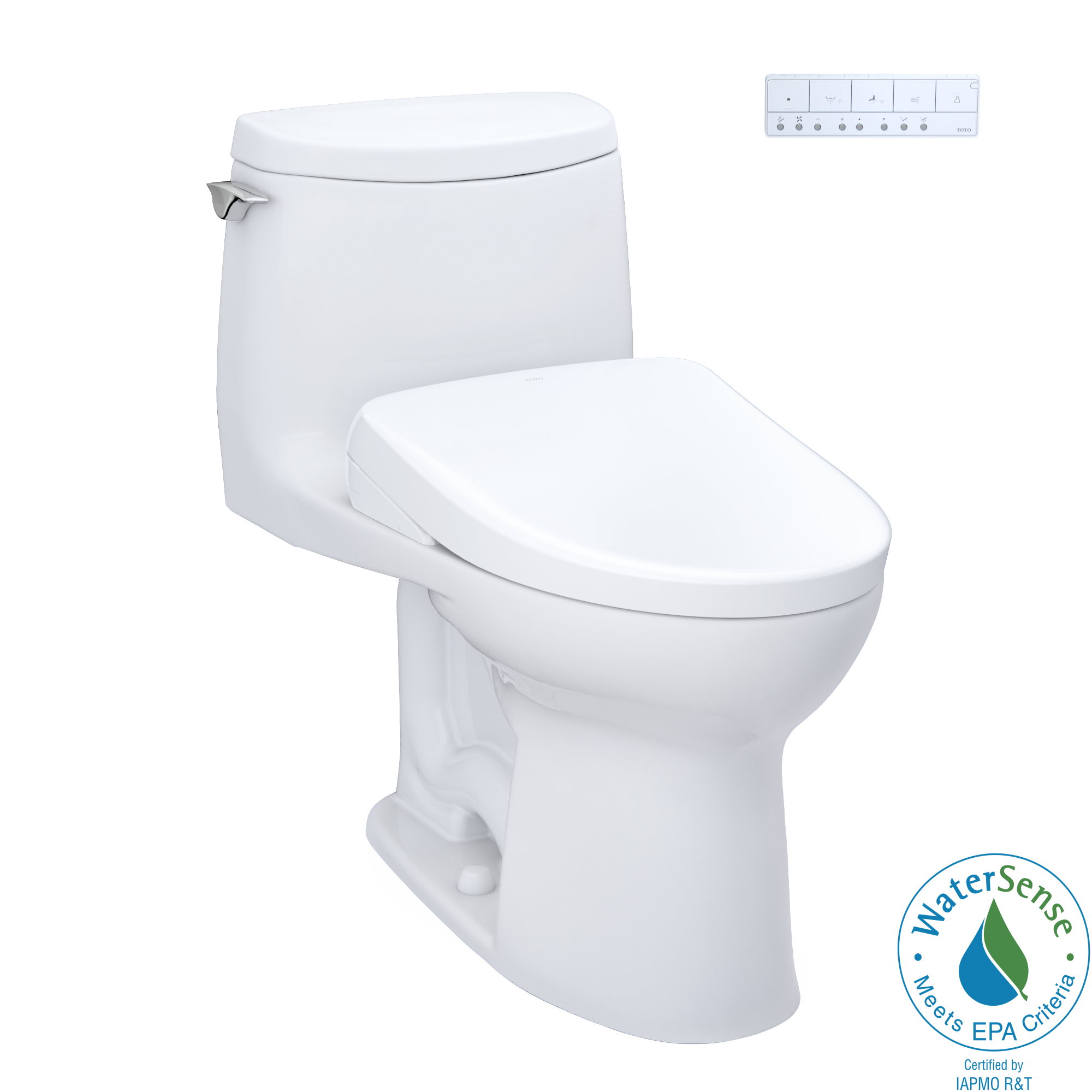 TOTO WASHLET+ UltraMax II 1G One-Piece Elongated 1.0 GPF Toilet and WASHLET+ S7 Contemporary Bidet Seat, Cotton White - MW6044726CUFG#01, MW6044726CUFGA#01