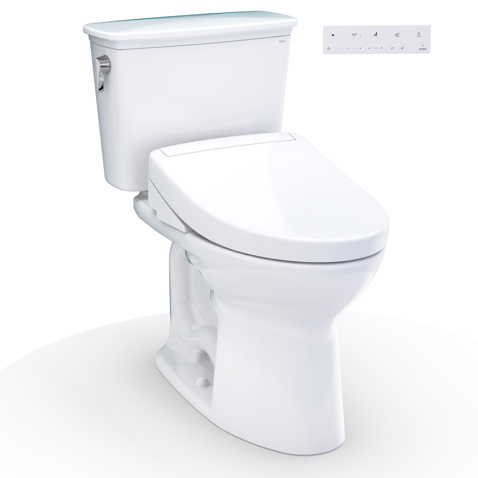 TOTO Drake Transitional WASHLET+ Two-Piece Elongated 1.28 GPF Universal Height TORNADO FLUSH Toilet with S5 Bidet Seat, Cotton White - MW7863446CEFG#01