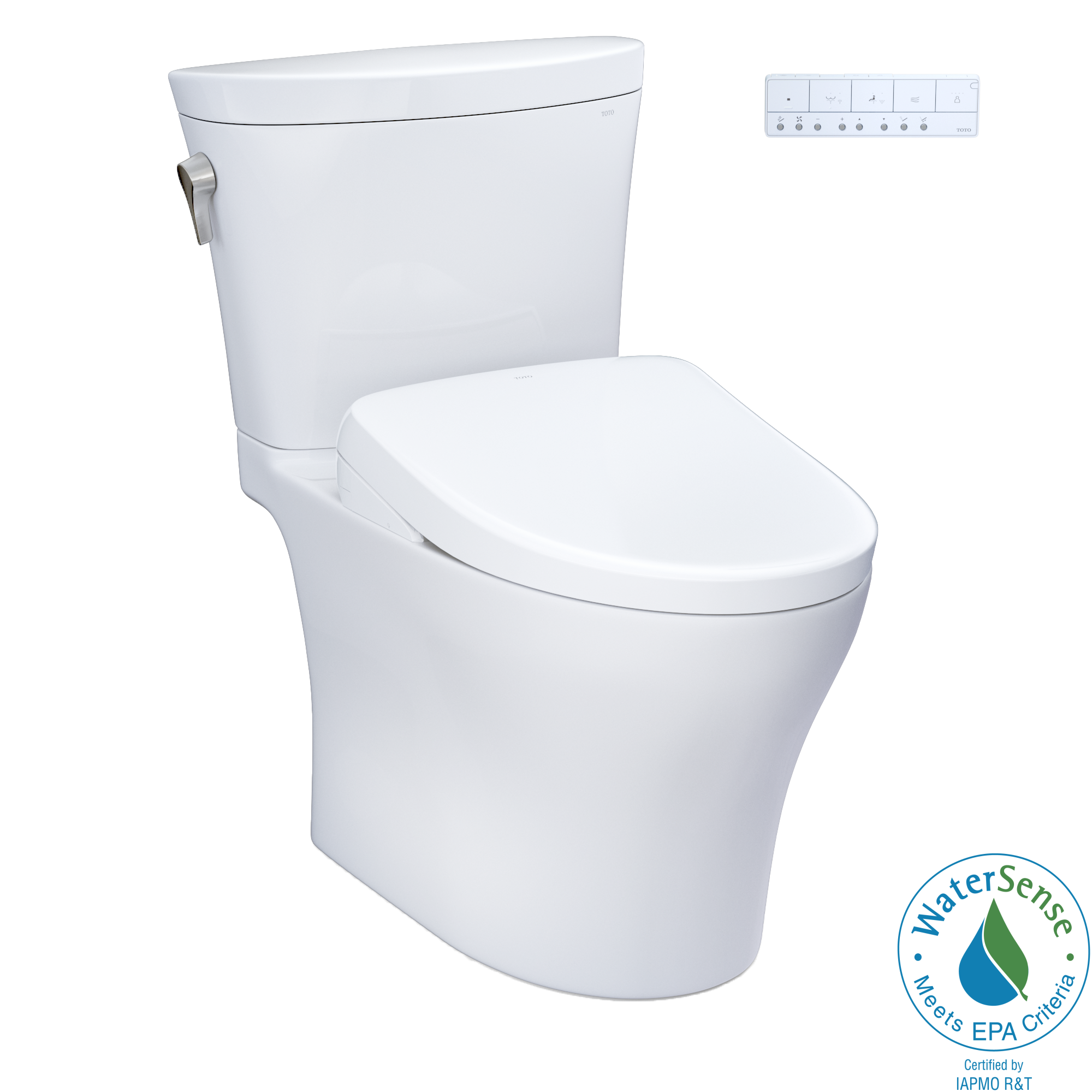 TOTO WASHLET+ Aquia IV Arc Two-Piece Elongated Dual Flush 1.28 and 0.9 GPF Toilet with S7A Contemporary Bidet Seat, Cotton White - MW4484736CEMFGN#01, MW4484736CEMFGNA#01