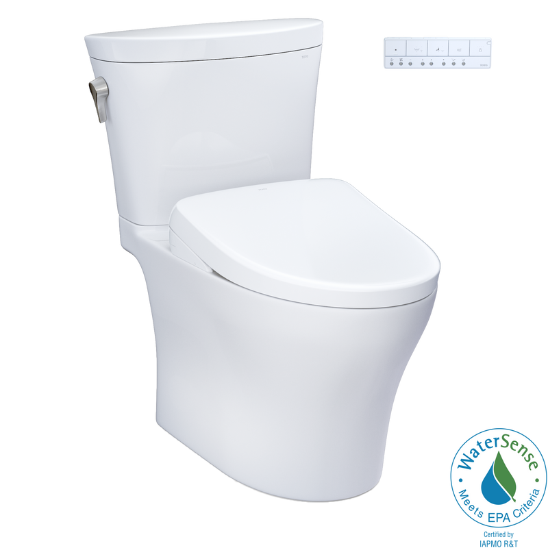 TOTO WASHLET+ Aquia IV Arc Two-Piece Elongated Dual Flush 1.28 and 0.9 GPF Toilet with S7 Contemporary Bidet Seat, Cotton White - MW4484726CEMFGN#01, MW4484726CEMFGNA#01