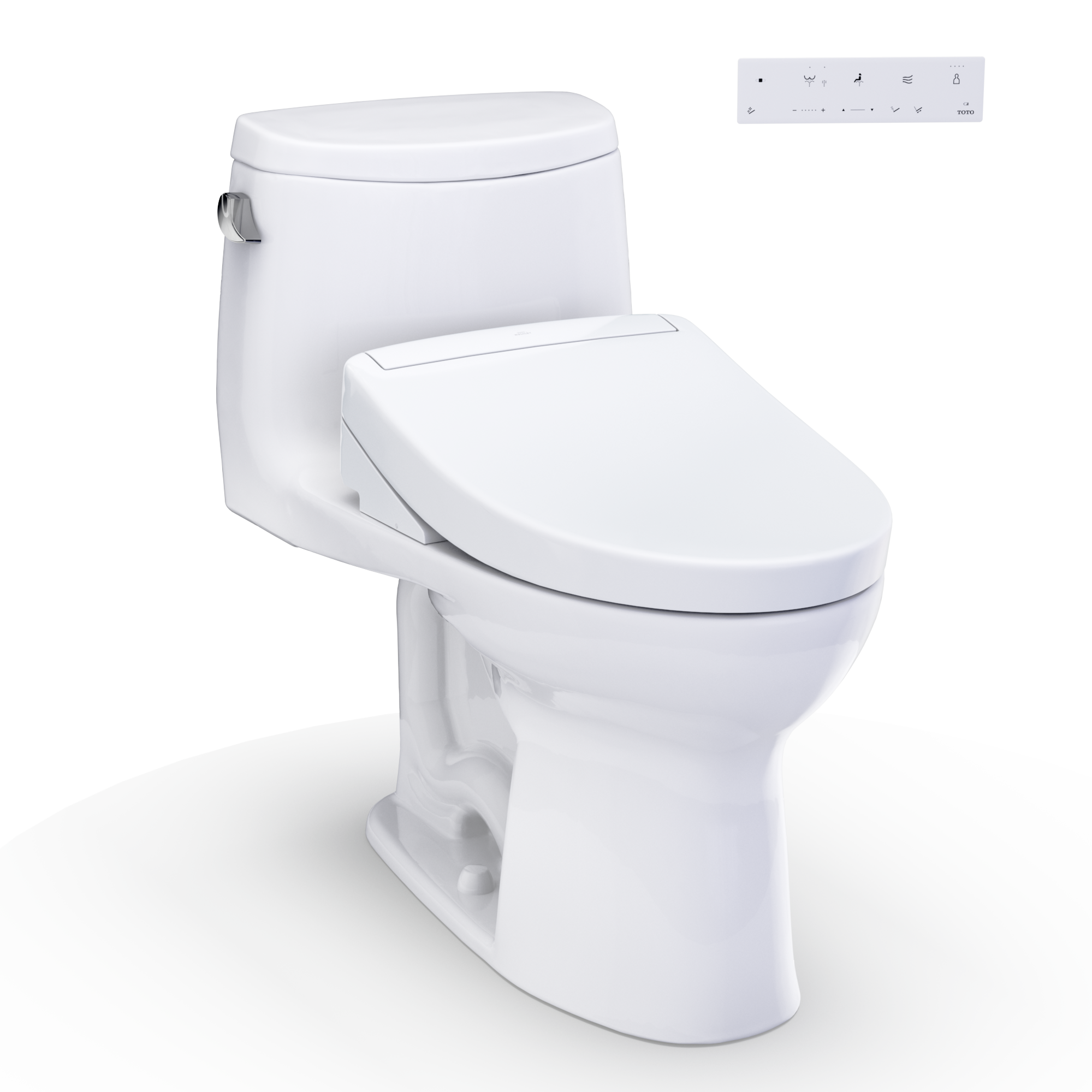 TOTO WASHLET+ UltraMax II One-Piece Elongated 1.28 GPF Toilet and WASHLET+ S5 Bidet Seat, Cotton White - MW6043446CEFG#01