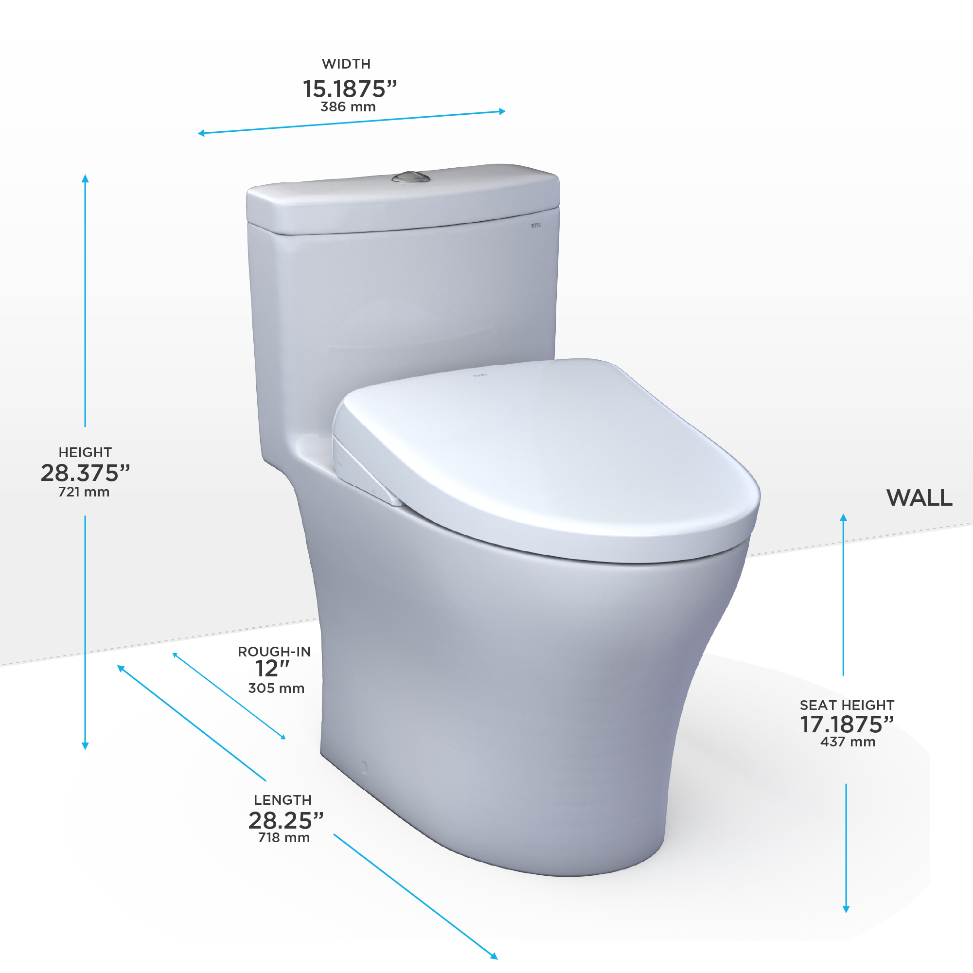 TOTO WASHLET+ Aquia IV One-Piece Elongated Dual Flush 1.28 and 0.9 GPF Toilet with S7 Contemporary Electric Bidet Seat, Cotton White - MW6464726CEMFGN#01, MW6464726CEMFGNA#01